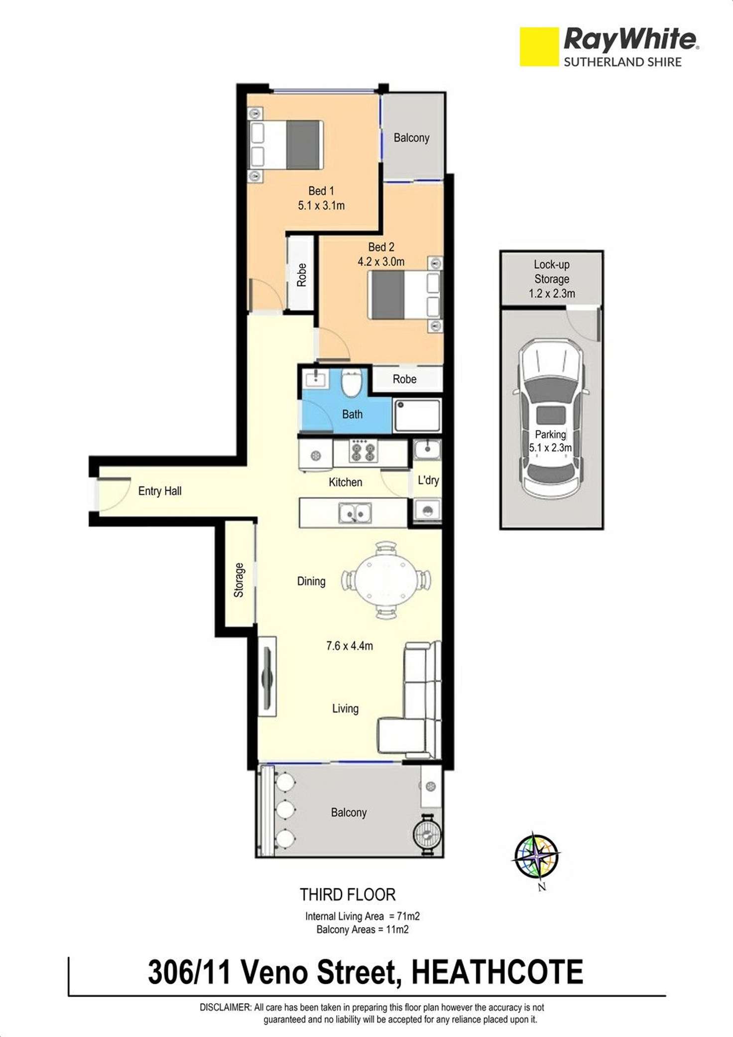 Floorplan of Homely apartment listing, 306/11 Veno Street, Heathcote NSW 2233