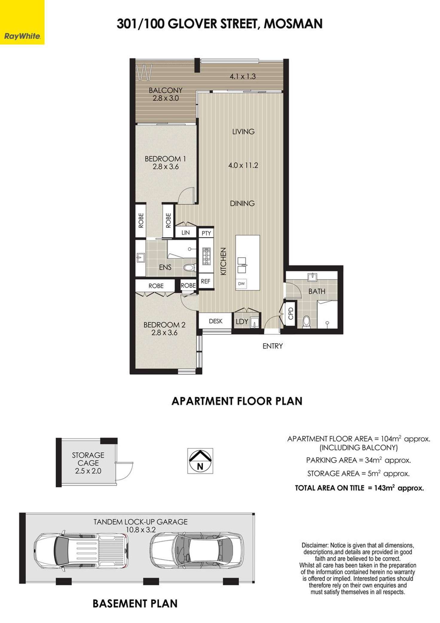 Floorplan of Homely apartment listing, 301/100 Glover Street, Mosman NSW 2088