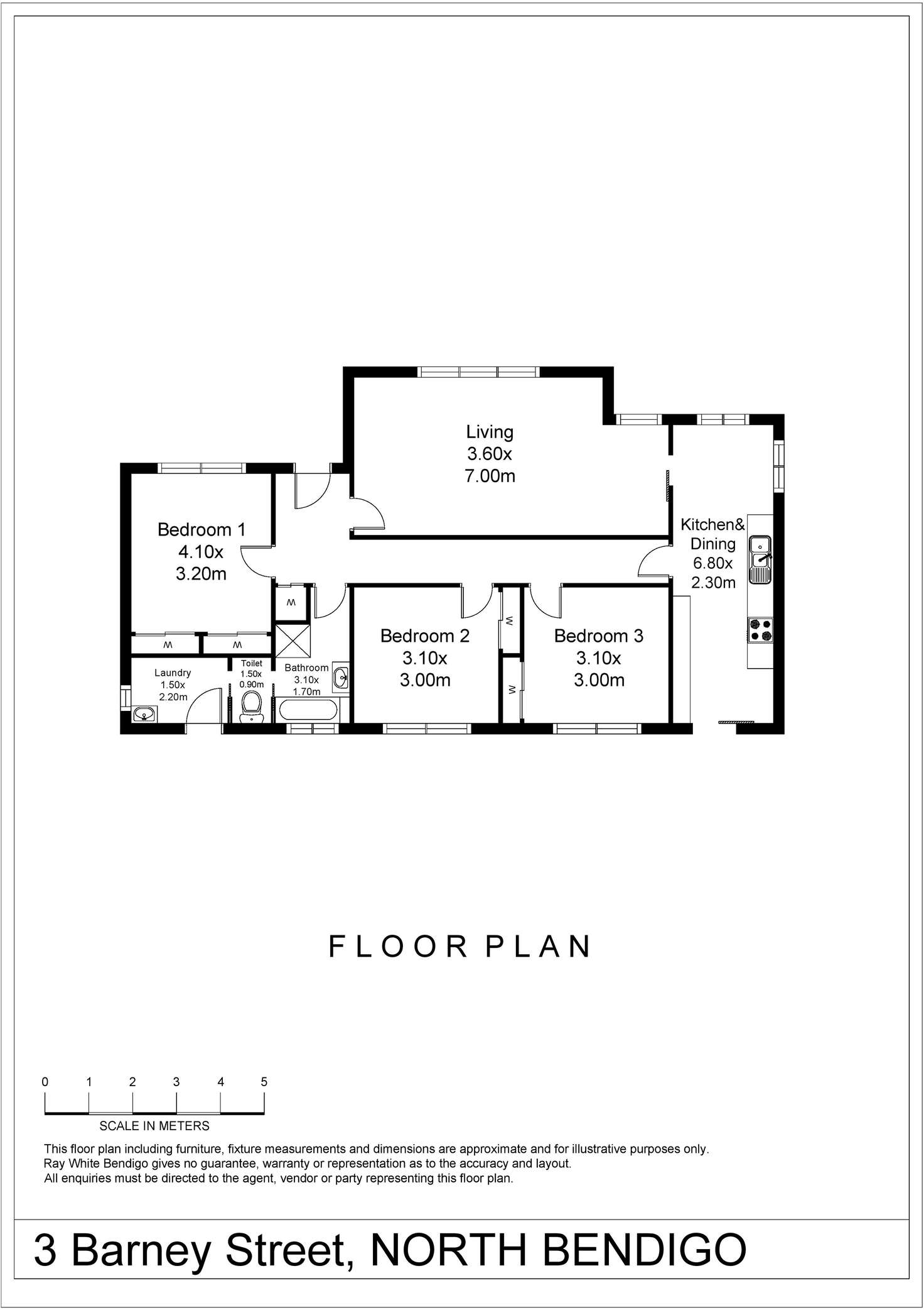 Floorplan of Homely house listing, 3 Barney Street, North Bendigo VIC 3550