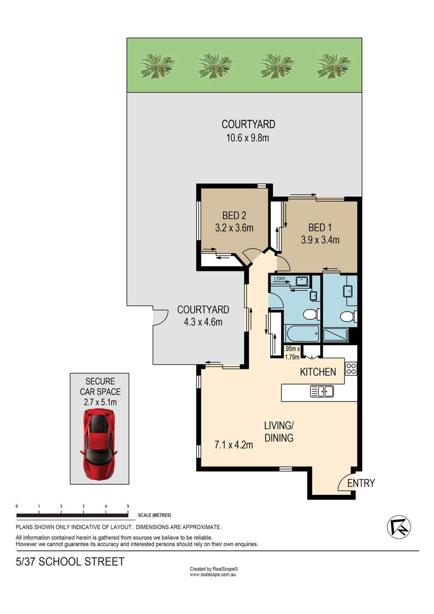 Floorplan of Homely apartment listing, 5/37 School Street, Kelvin Grove QLD 4059