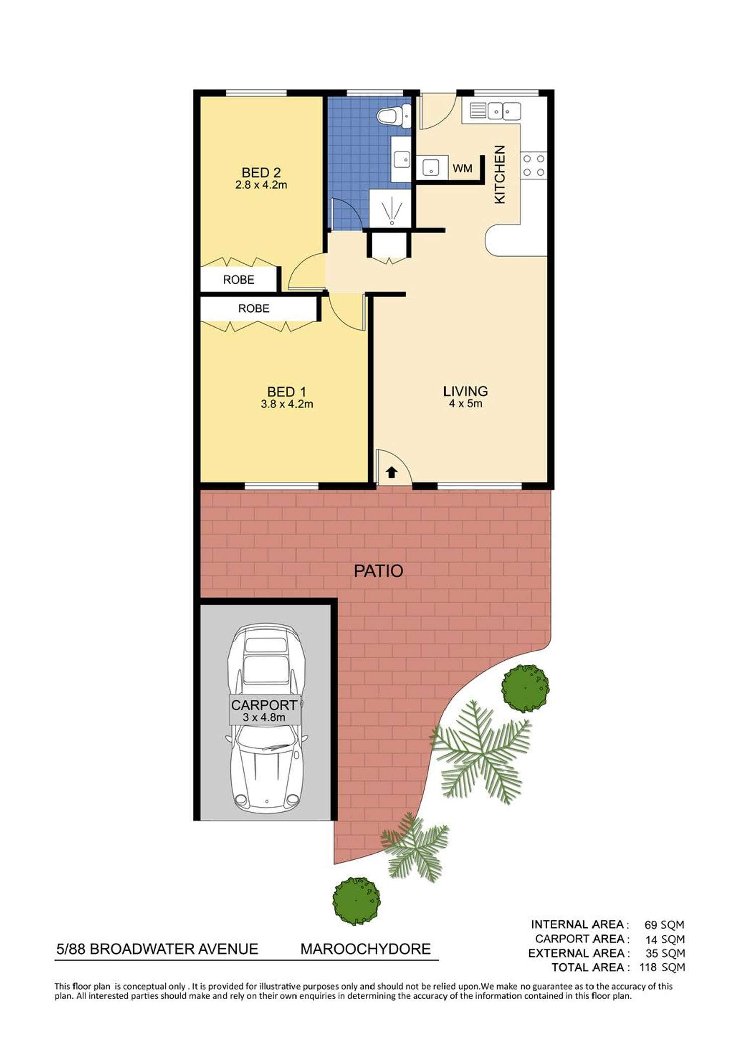 Floorplan of Homely unit listing, 5/88 Broadwater Avenue, Maroochydore QLD 4558