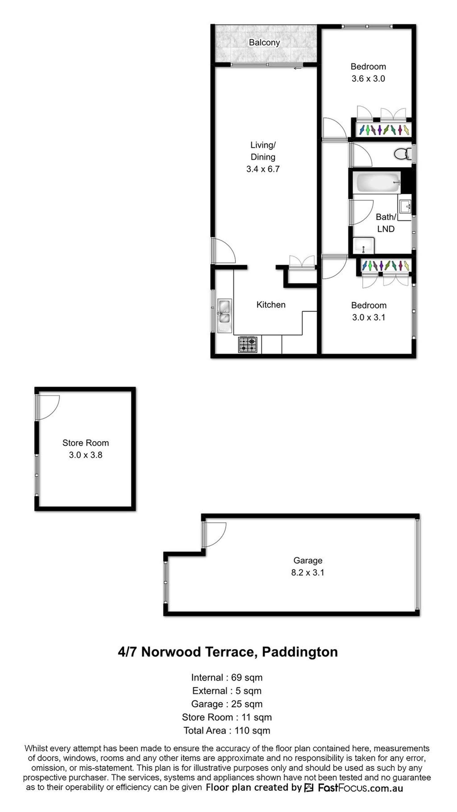 Floorplan of Homely apartment listing, 4/7 Norwood Terrace, Paddington QLD 4064