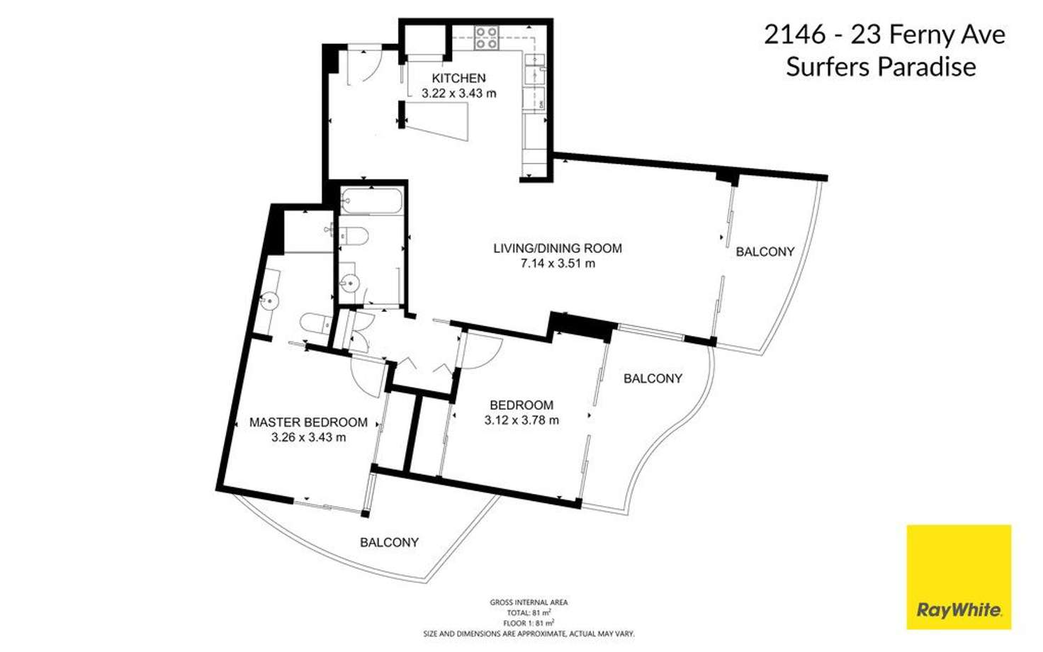 Floorplan of Homely apartment listing, 2146/23 Ferny Avenue, Surfers Paradise QLD 4217