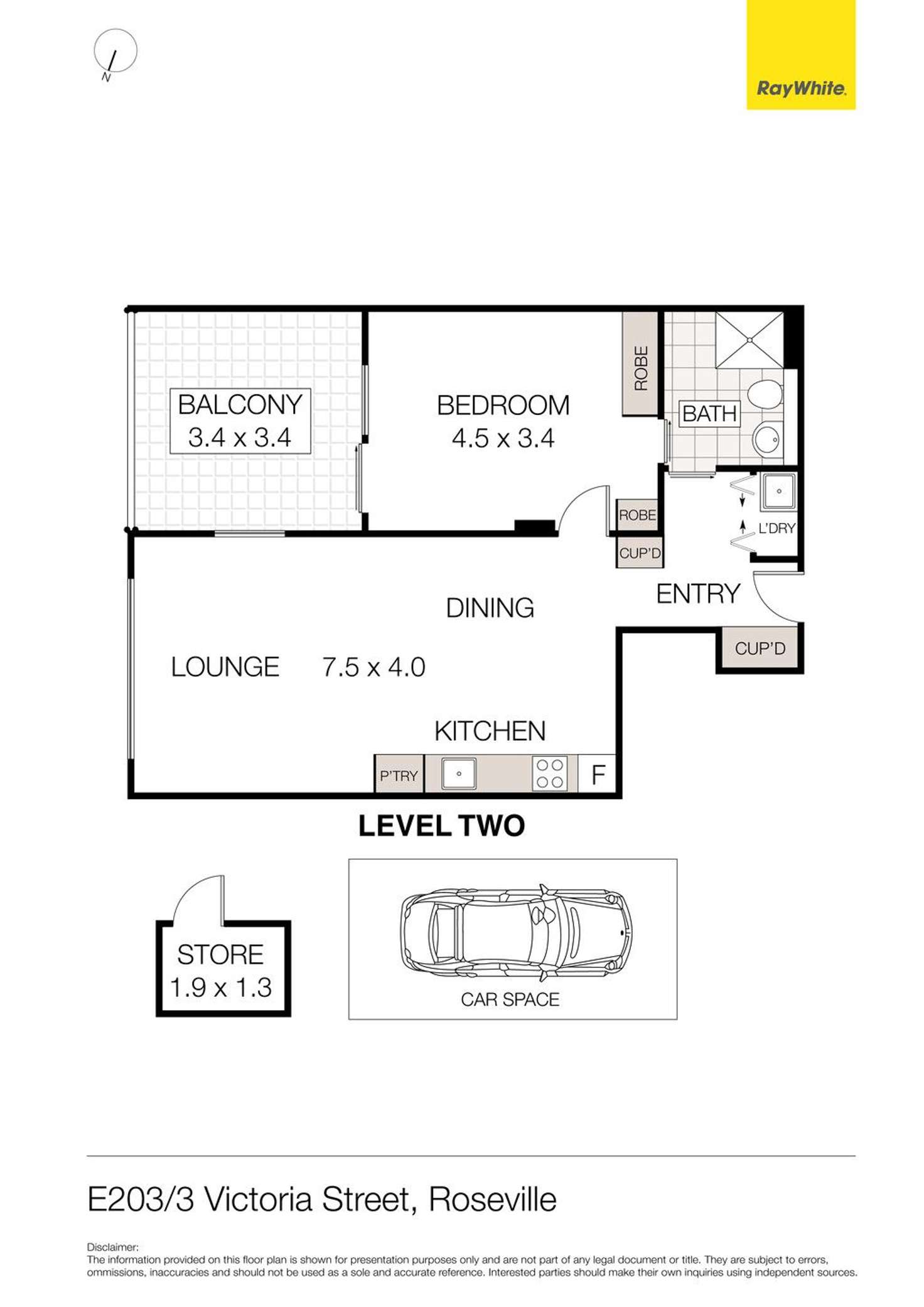 Floorplan of Homely unit listing, 203/3 Victoria Street, Roseville NSW 2069