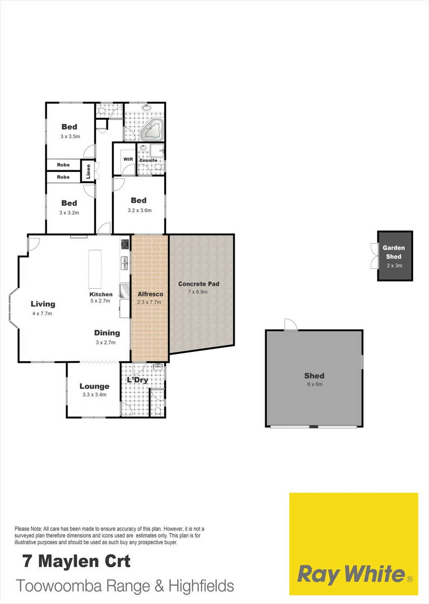 Floorplan of Homely house listing, 7 Maylen Court, Highfields QLD 4352