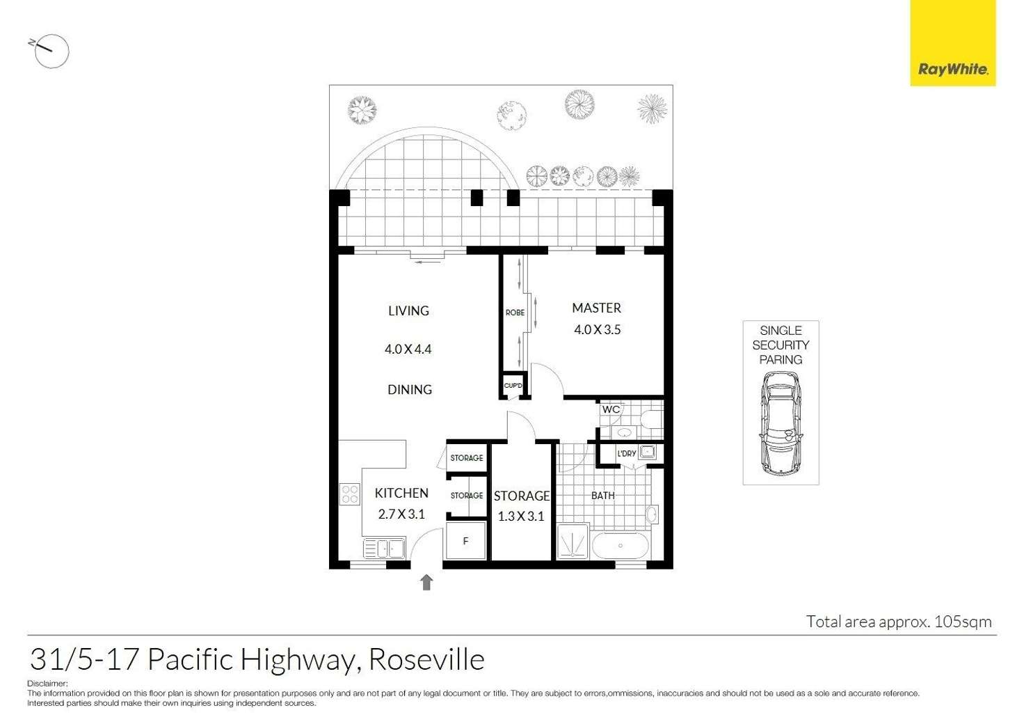 Floorplan of Homely unit listing, 31/5-17 Pacific Highway (rear of block), Roseville NSW 2069