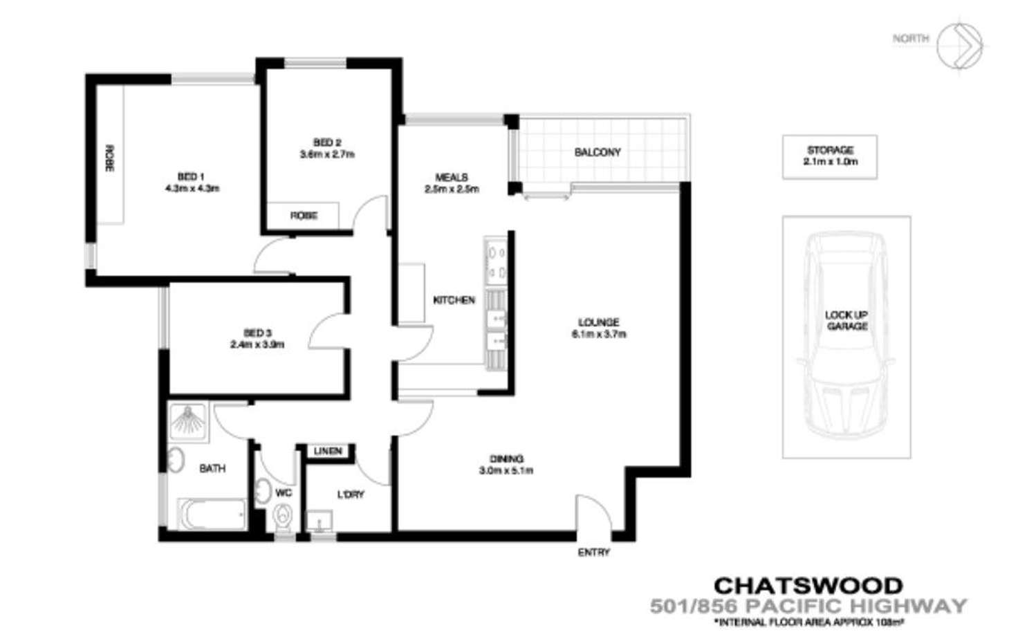 Floorplan of Homely unit listing, 501/856 Pacific Highway ( rear of the block), Chatswood NSW 2067