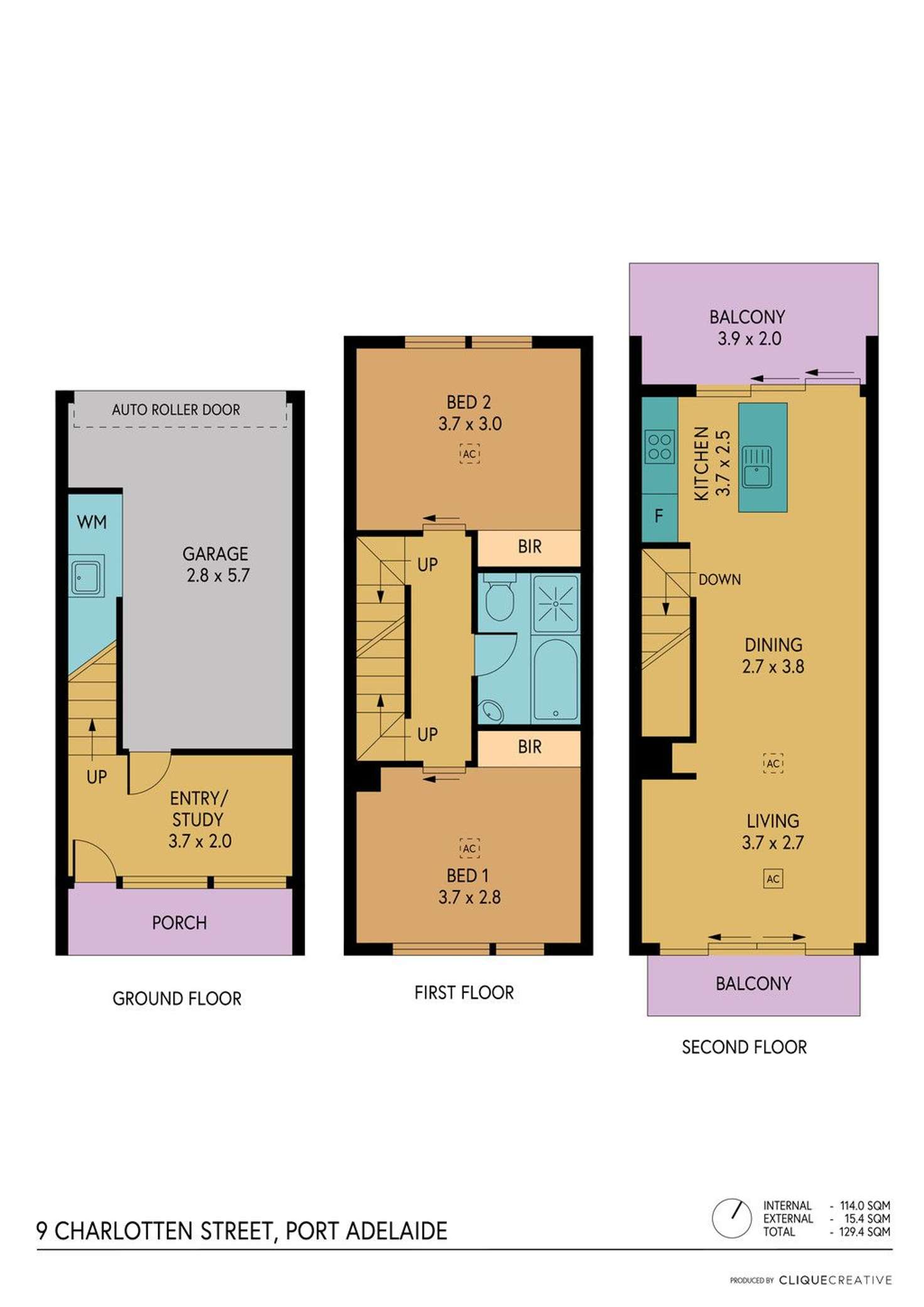 Floorplan of Homely townhouse listing, 9 Charlotten Street, Port Adelaide SA 5015