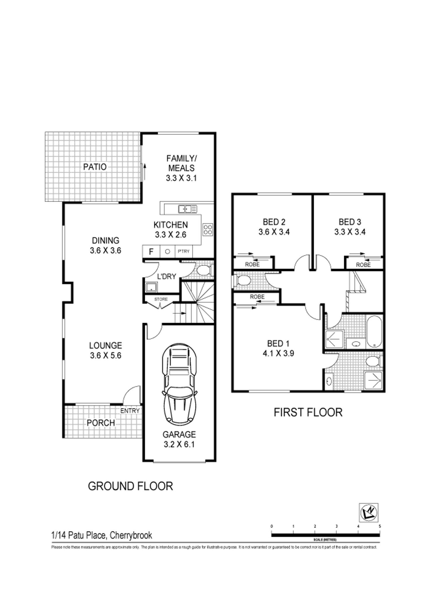 Floorplan of Homely townhouse listing, 1/14 Patu Place, Cherrybrook NSW 2126