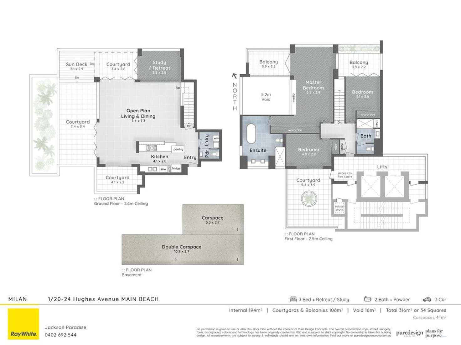 Floorplan of Homely apartment listing, 1/20-24 Hughes Avenue, Main Beach QLD 4217