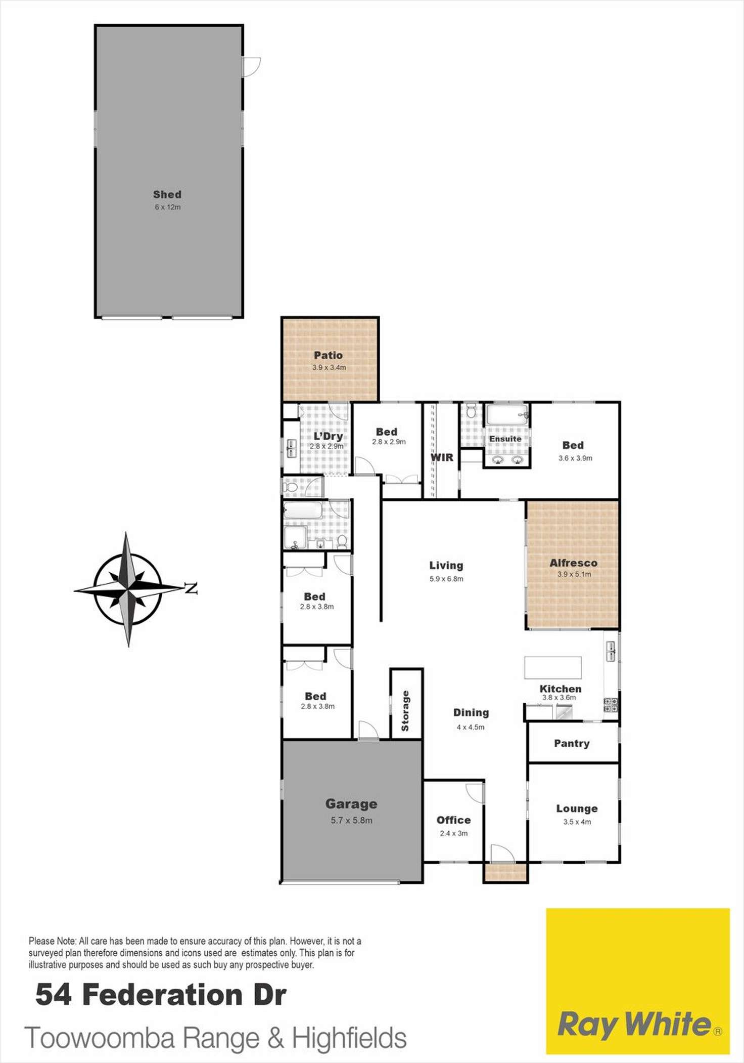 Floorplan of Homely house listing, 54 Federation Drive, Highfields QLD 4352