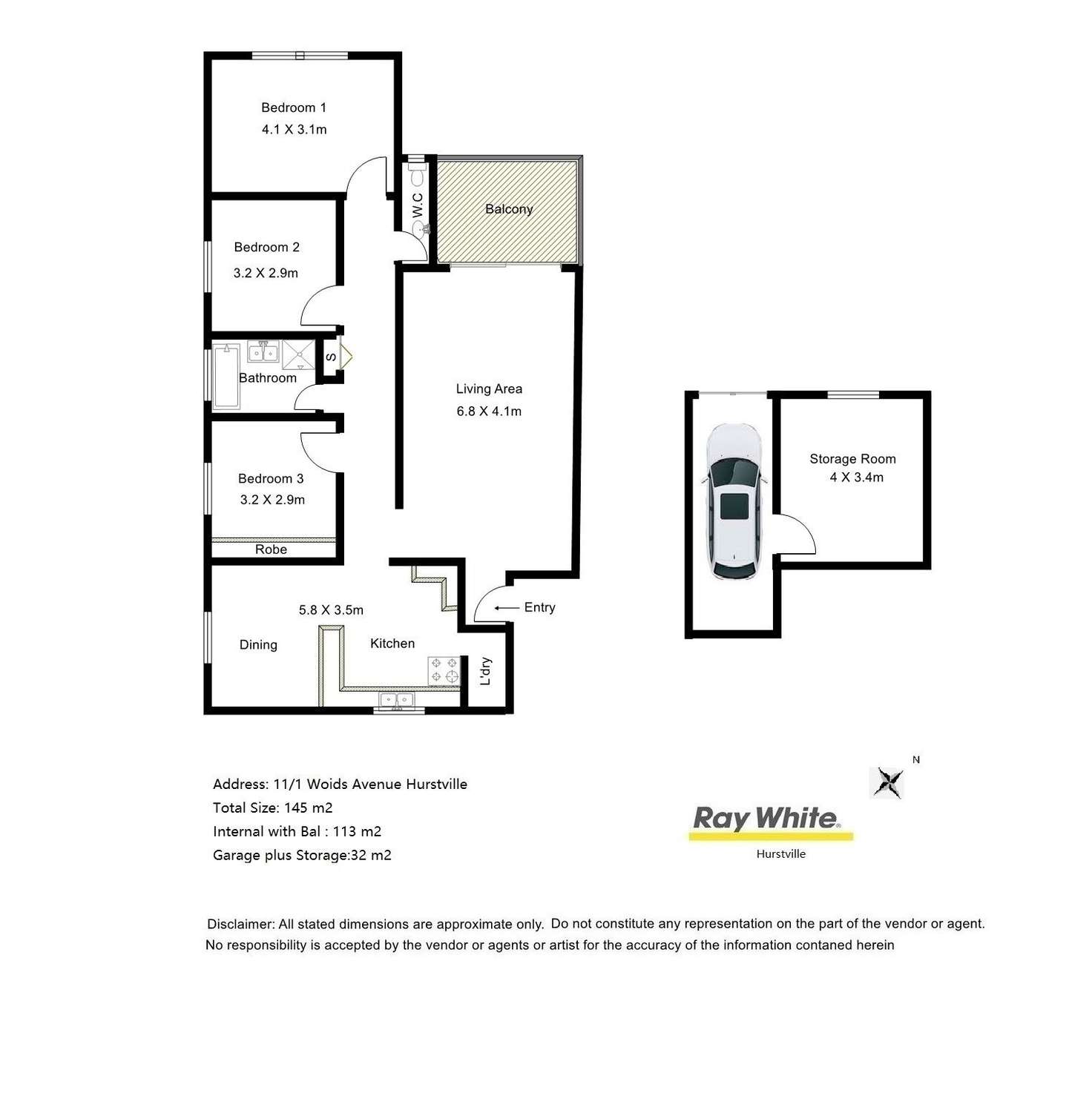 Floorplan of Homely unit listing, 11/1 Woids Avenue, Hurstville NSW 2220