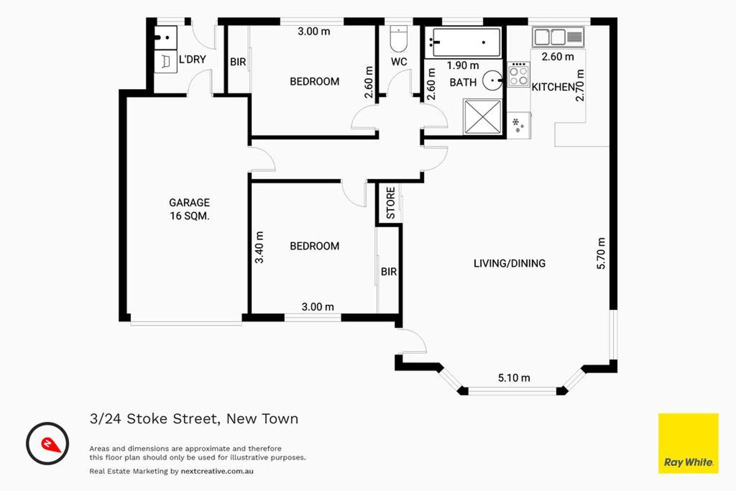 Floorplan of Homely villa listing, 3 24 Stoke Street, New Town TAS 7008