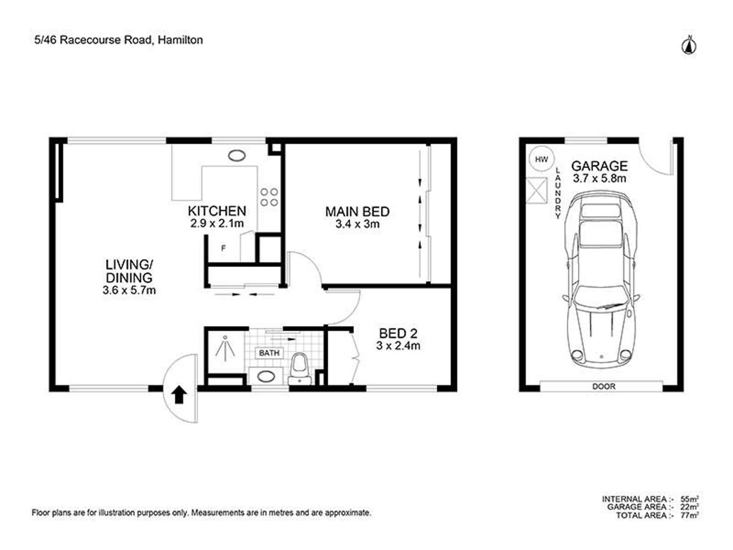 Floorplan of Homely apartment listing, 5/46 Racecourse Road, Hamilton QLD 4007