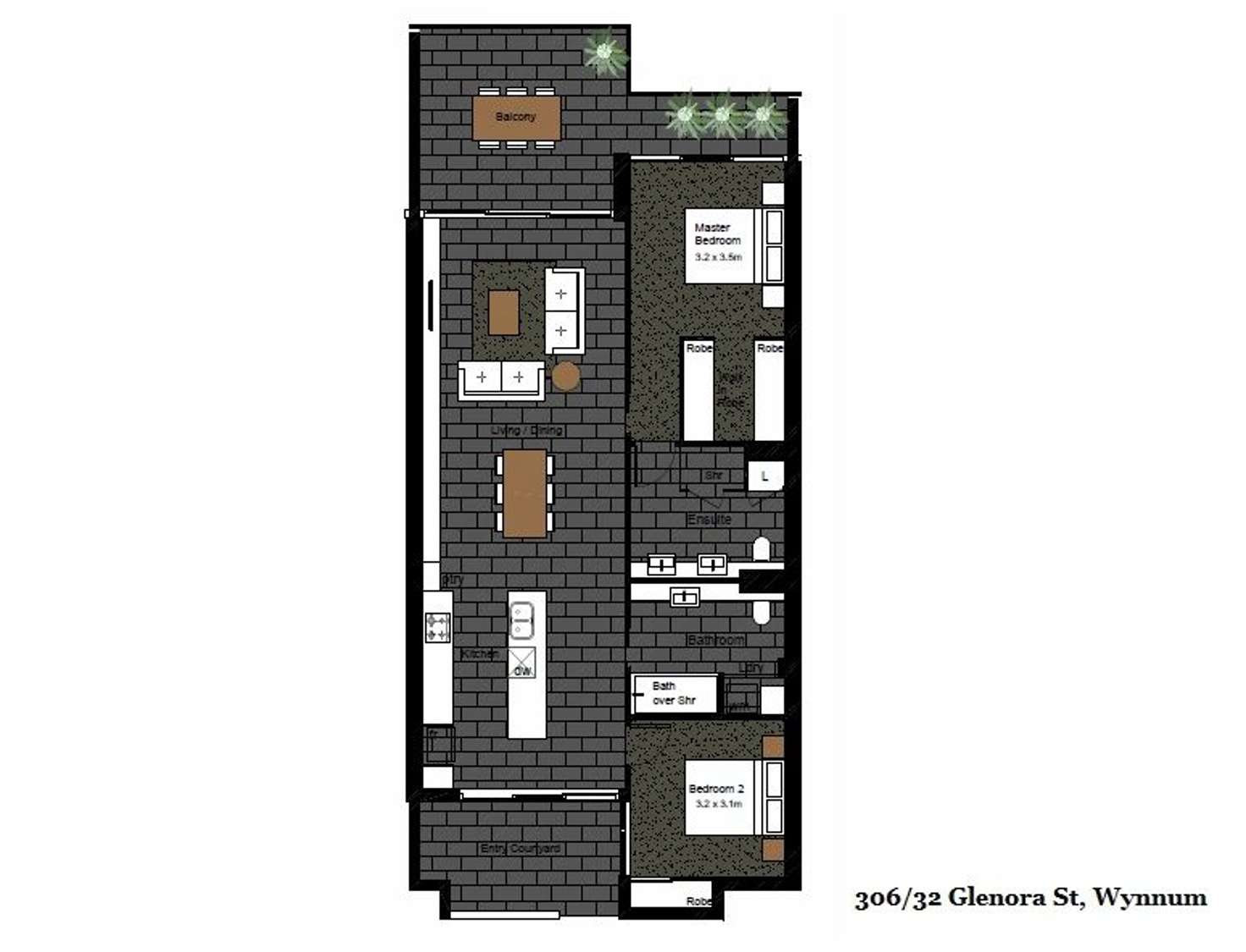 Floorplan of Homely unit listing, 306/32 Glenora Street, Wynnum QLD 4178