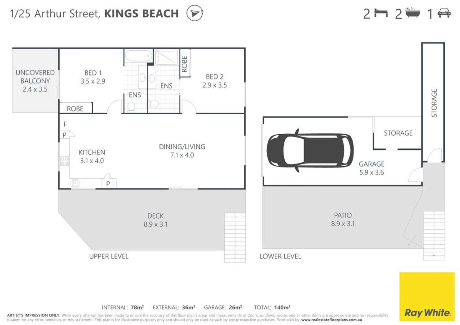 Floorplan of Homely unit listing, Unit 1/25 Arthur Street, Kings Beach QLD 4551