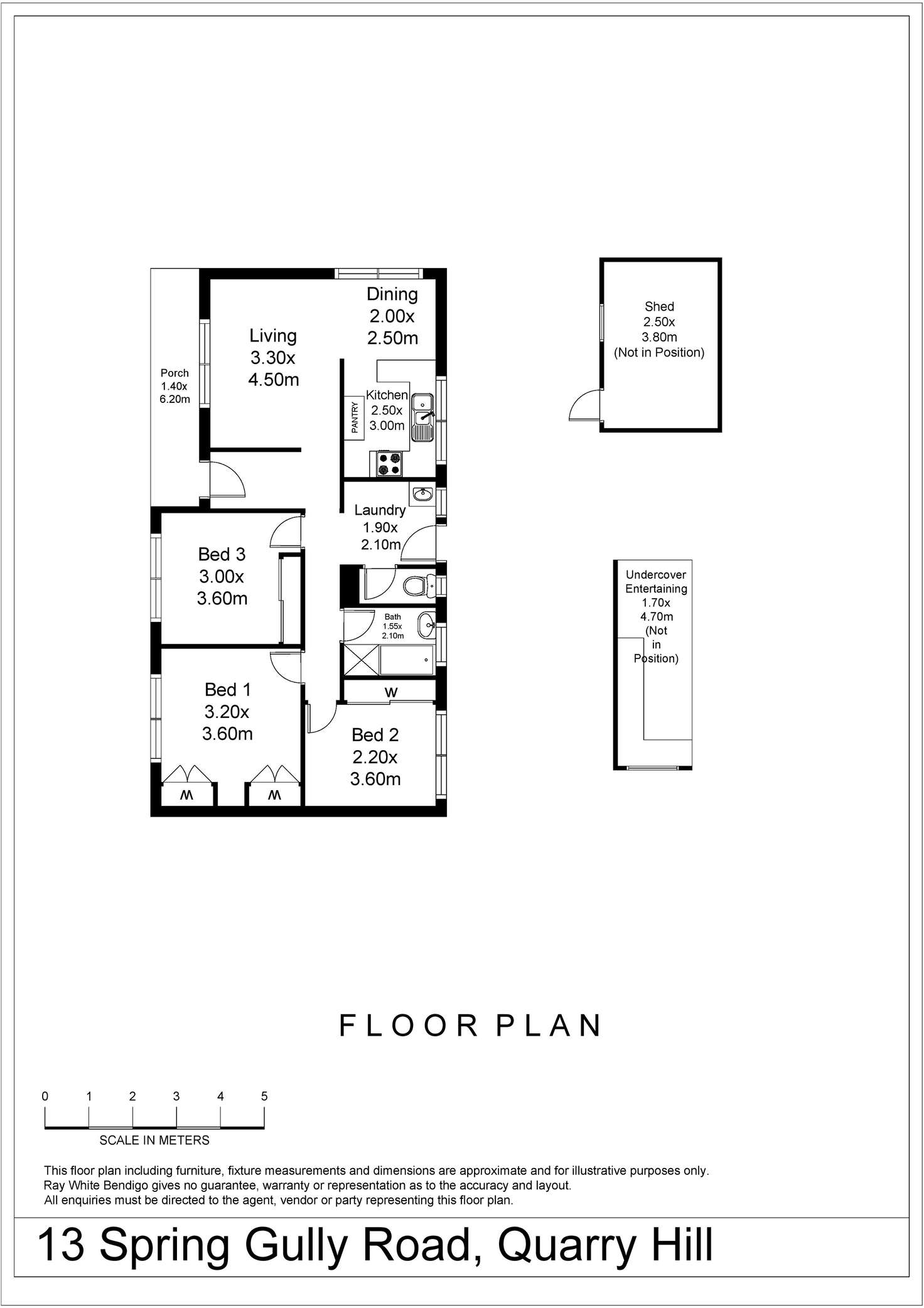 Floorplan of Homely house listing, 13 Spring Gully Road, Quarry Hill VIC 3550