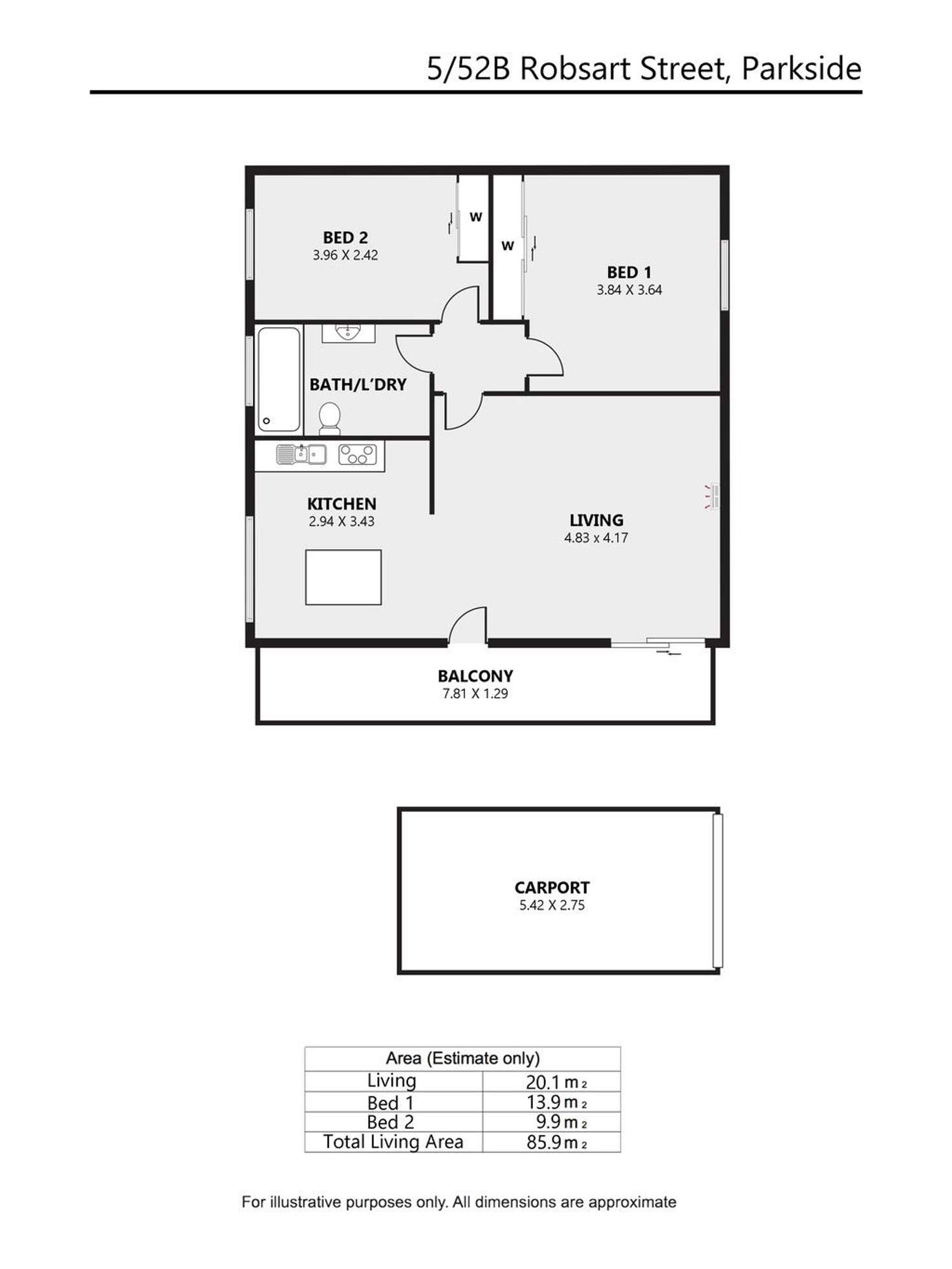 Floorplan of Homely unit listing, 5/52B Robsart Street, Parkside SA 5063