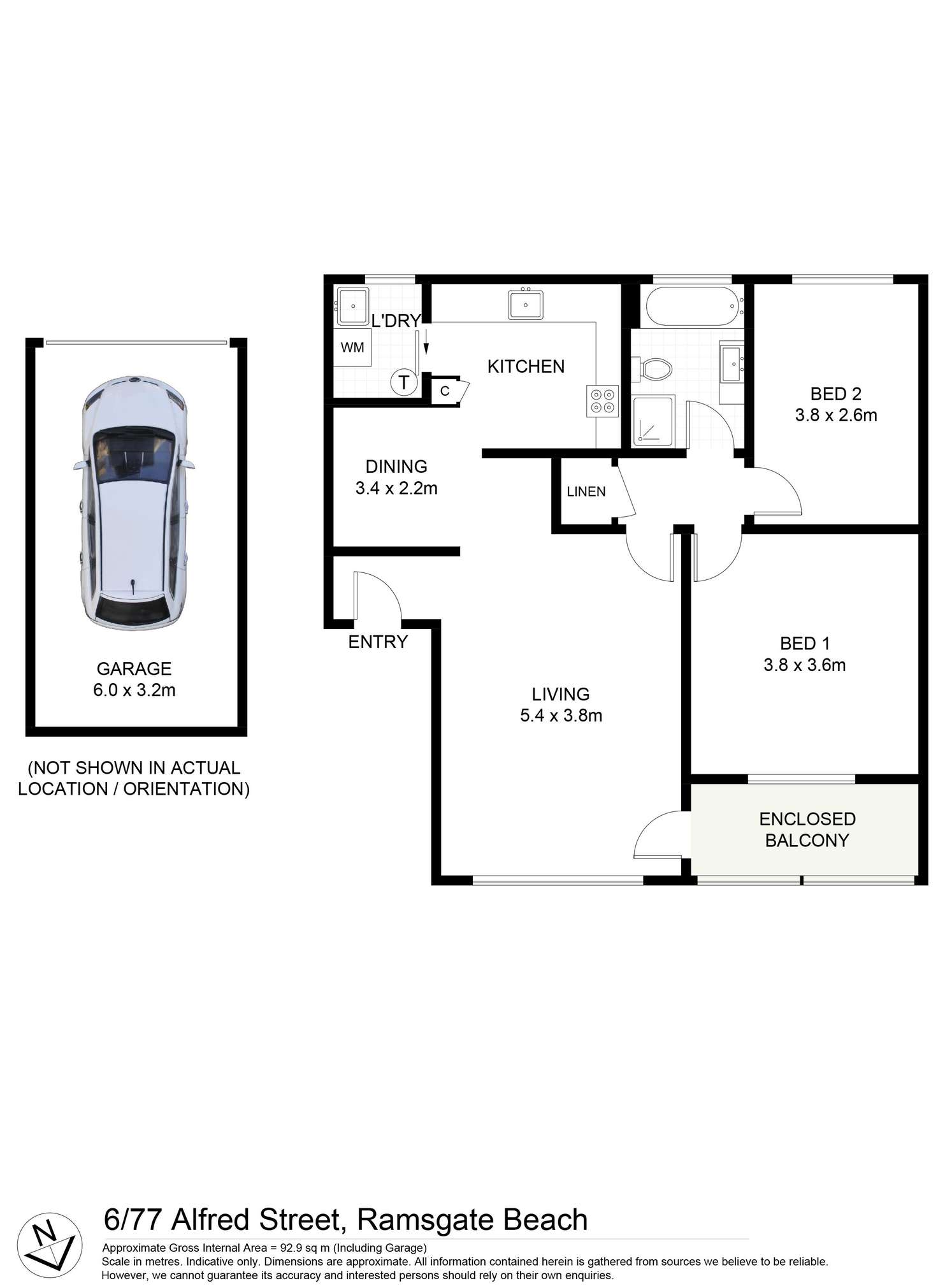 Floorplan of Homely unit listing, 6/77 Alfred Street, Ramsgate Beach NSW 2217