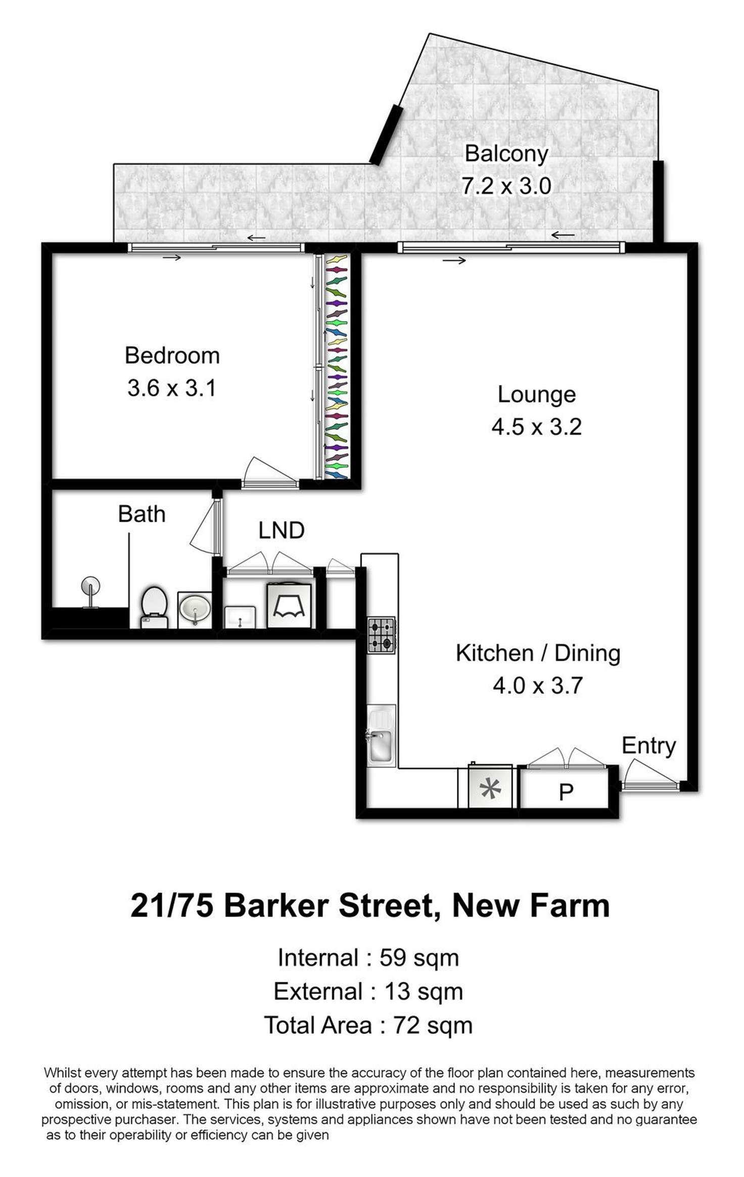 Floorplan of Homely apartment listing, 21/75 Barker Street, New Farm QLD 4005