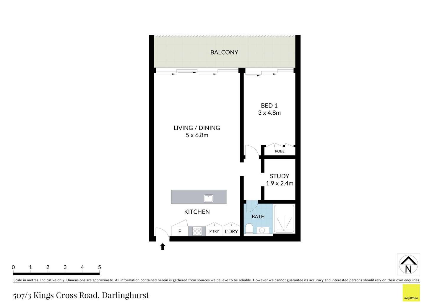 Floorplan of Homely apartment listing, 507/3 Kings Cross Road, Darlinghurst NSW 2010