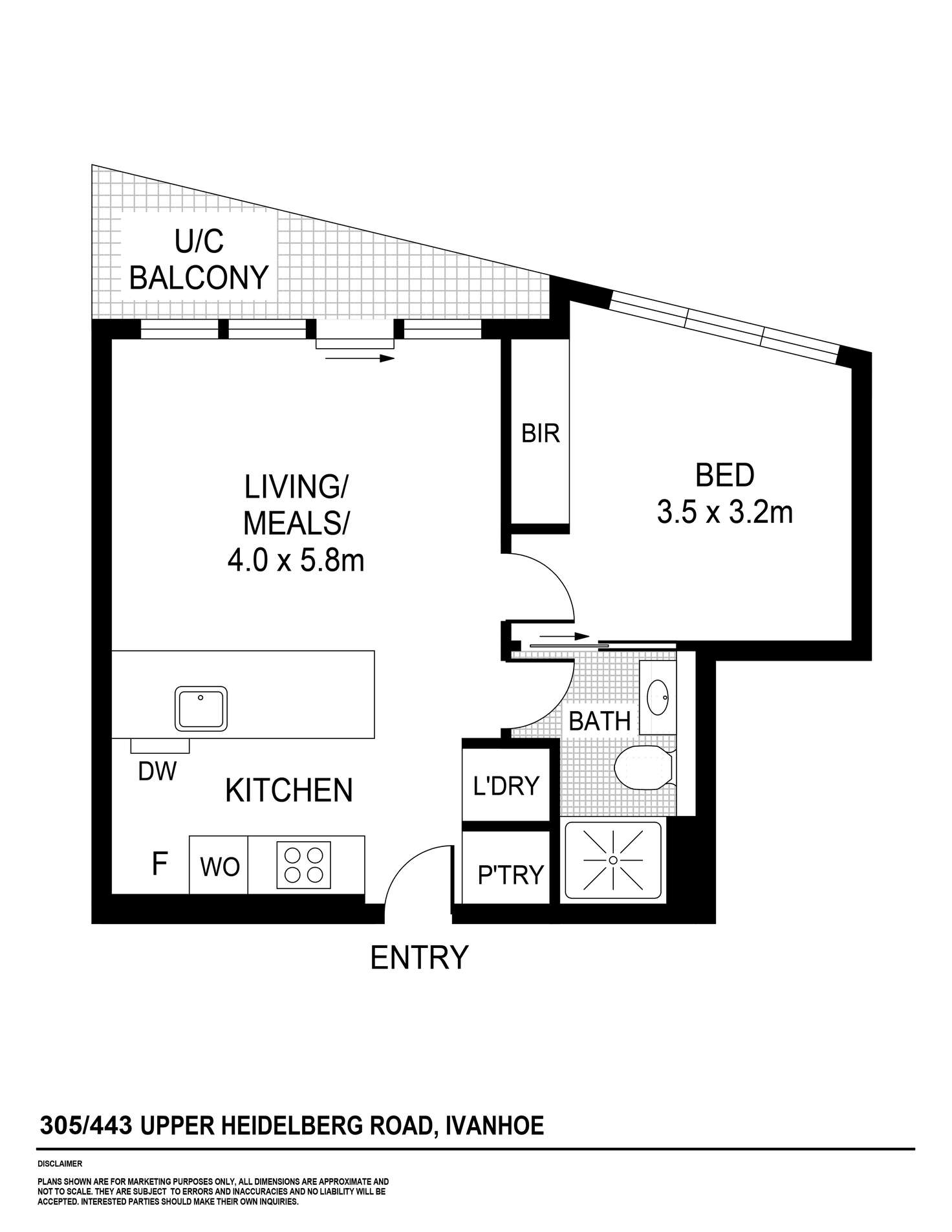 Floorplan of Homely apartment listing, 305/443 Upper Heidelberg Road, Ivanhoe VIC 3079