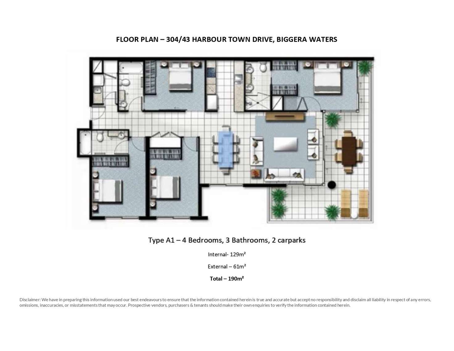 Floorplan of Homely unit listing, 304/43 Harbour Town Drive, Biggera Waters QLD 4216