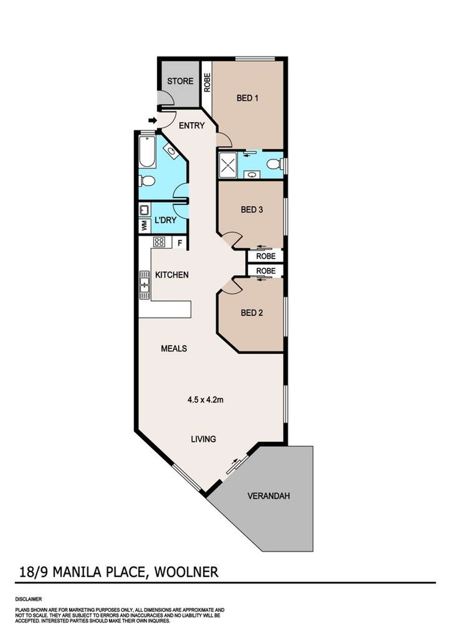 Floorplan of Homely apartment listing, 18/9 Manila Place, Woolner NT 820