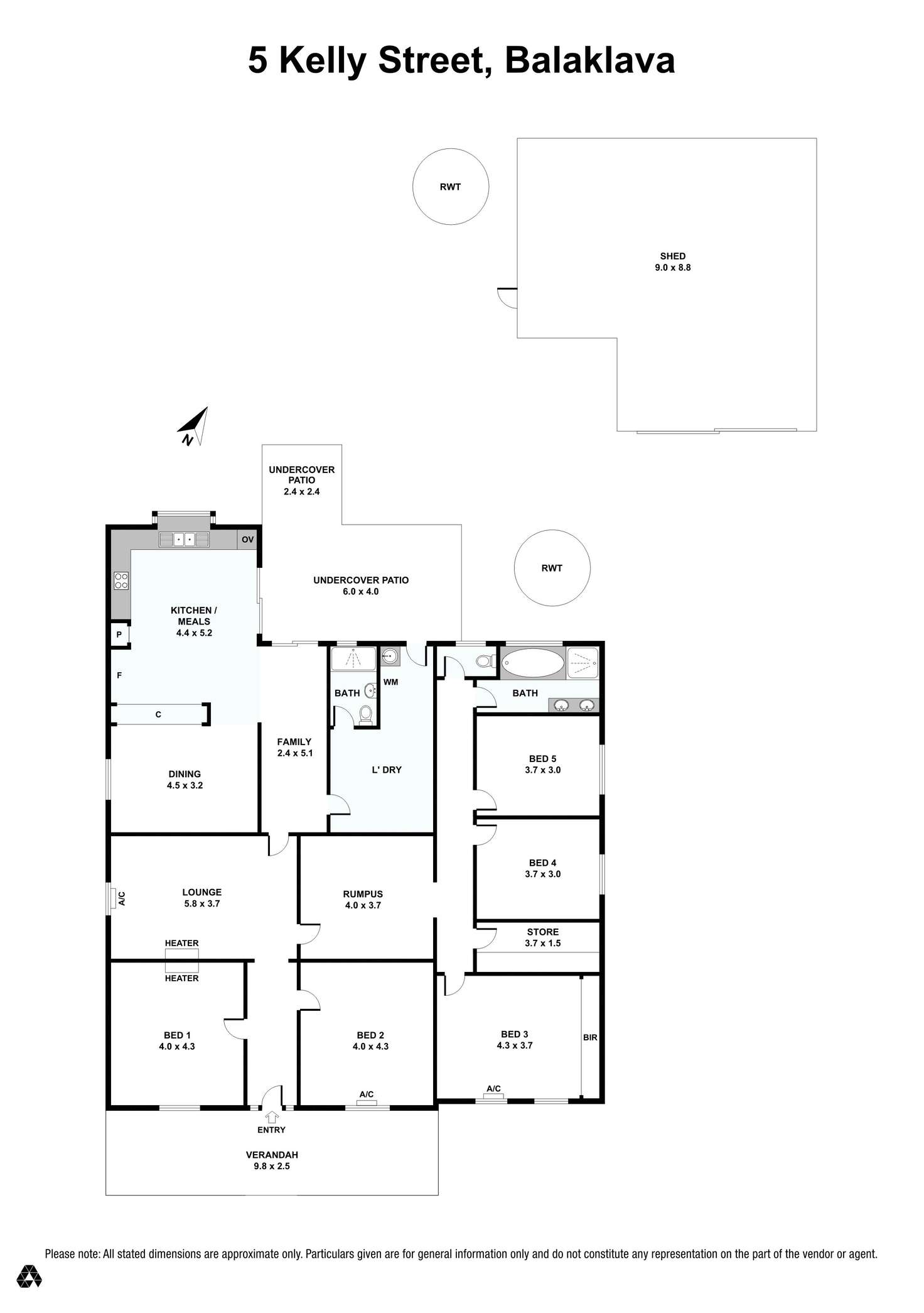 Floorplan of Homely house listing, 5 Kelly Street, Balaklava SA 5461
