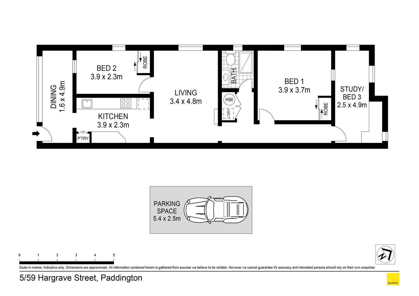 Floorplan of Homely apartment listing, 5/59 Hargrave Sreet, Paddington NSW 2021