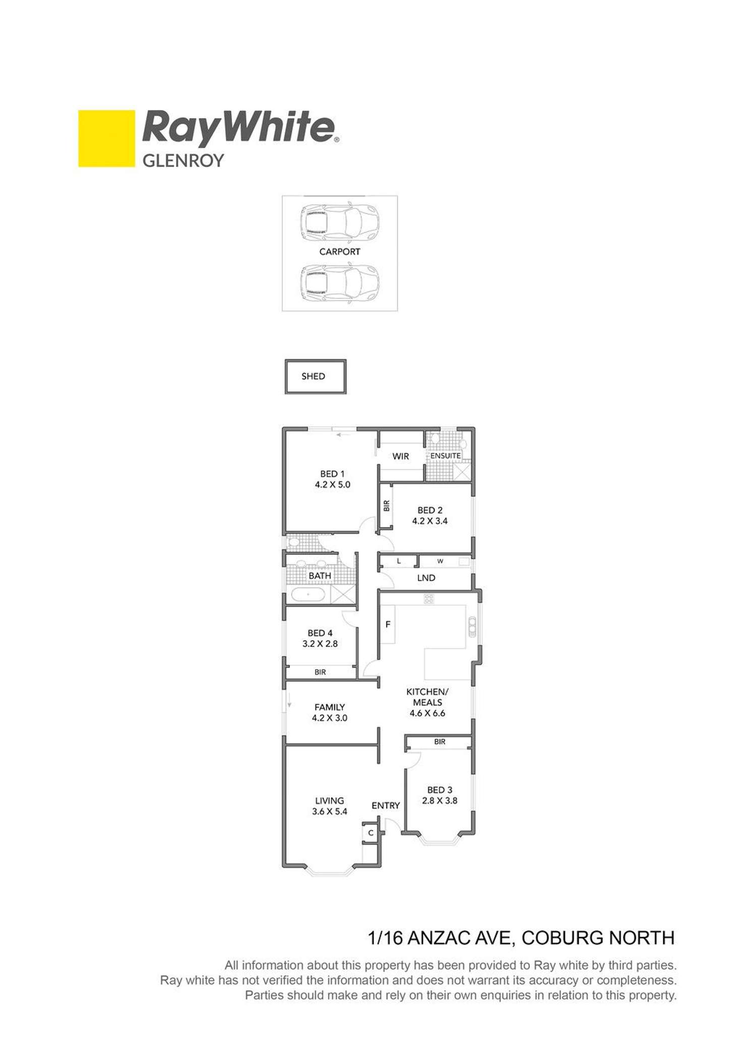 Floorplan of Homely villa listing, 1/16 Anzac Avenue, Coburg North VIC 3058