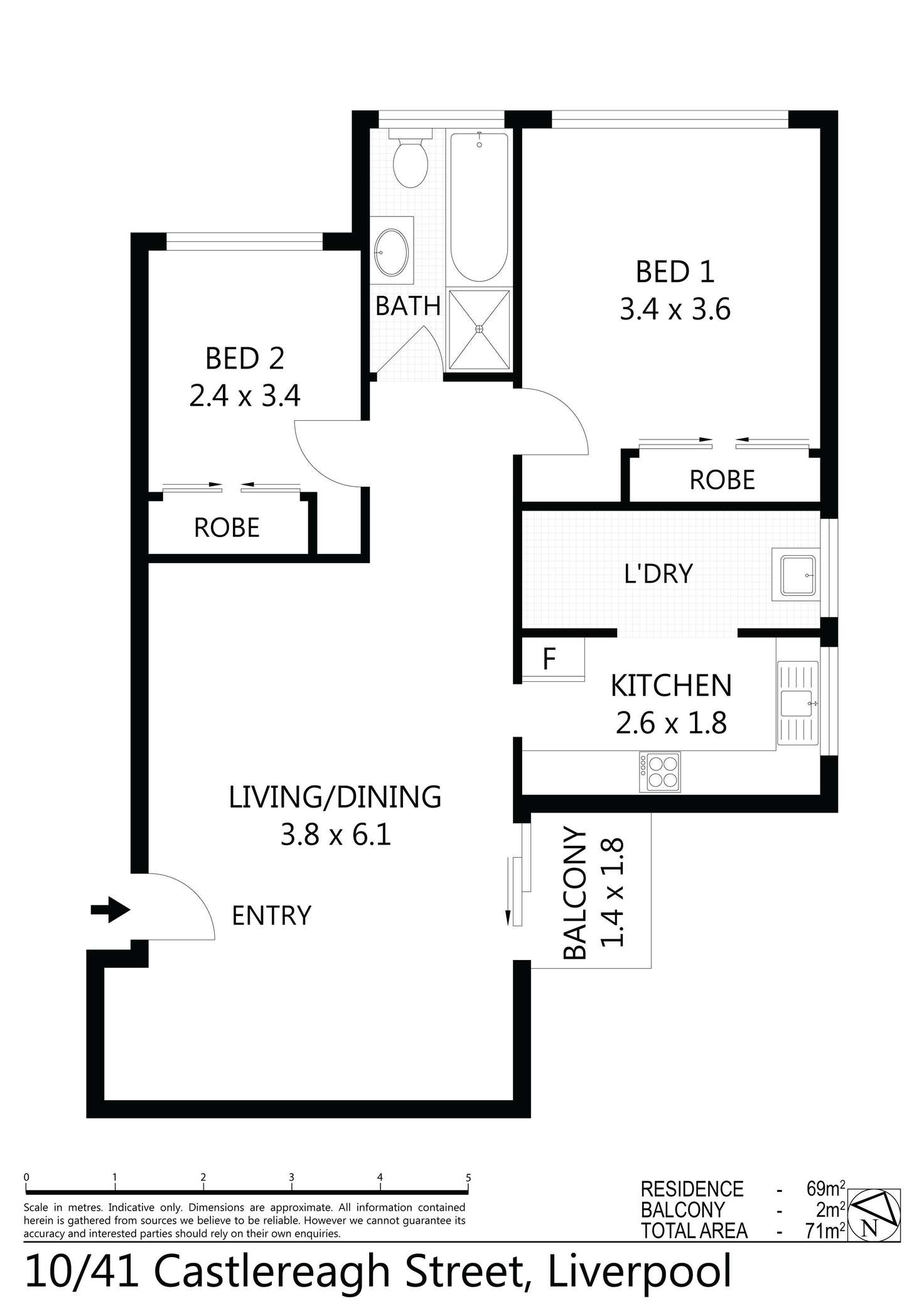 Floorplan of Homely apartment listing, 10/41 Castlereagh Street, Liverpool NSW 2170
