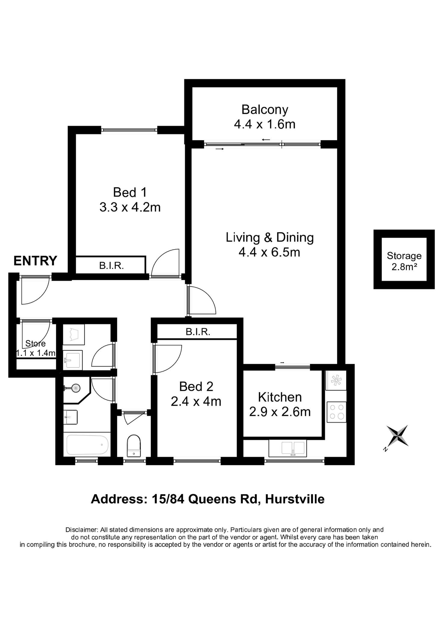 Floorplan of Homely unit listing, 15/84 Queens Road, Hurstville NSW 2220