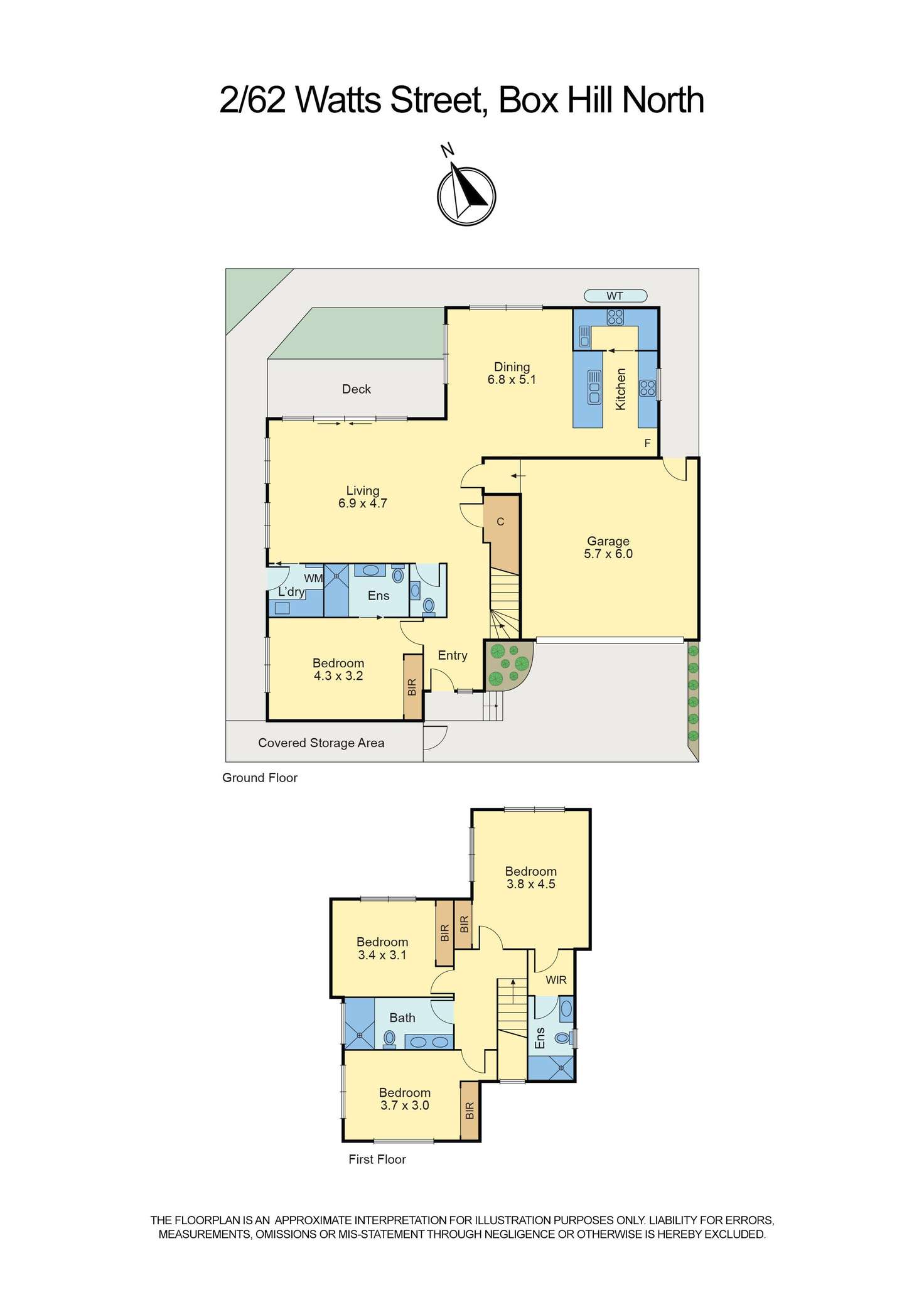 Floorplan of Homely townhouse listing, 2/62 Watts Street, Box Hill North VIC 3129