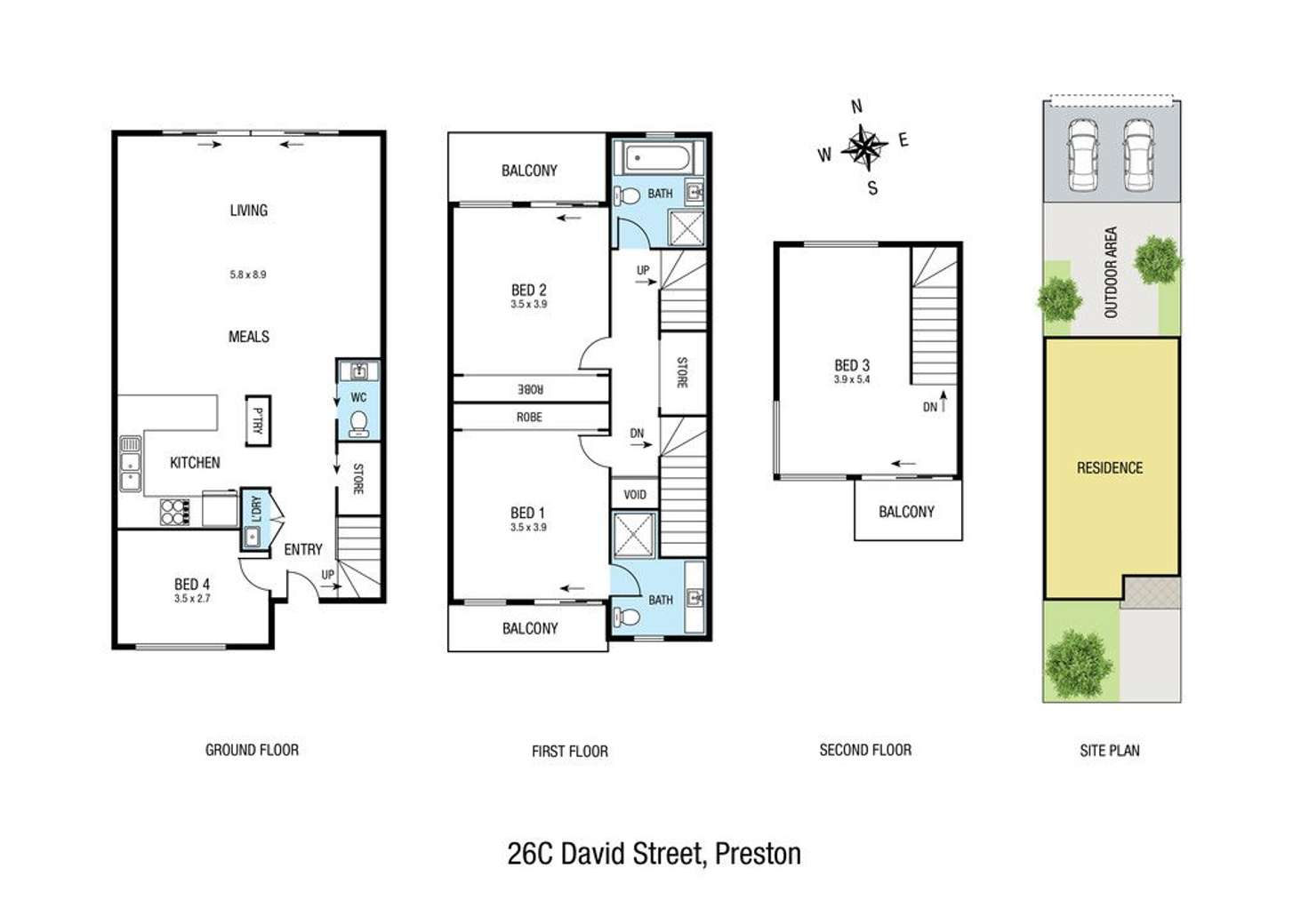 Floorplan of Homely townhouse listing, 26C David Street, Preston VIC 3072