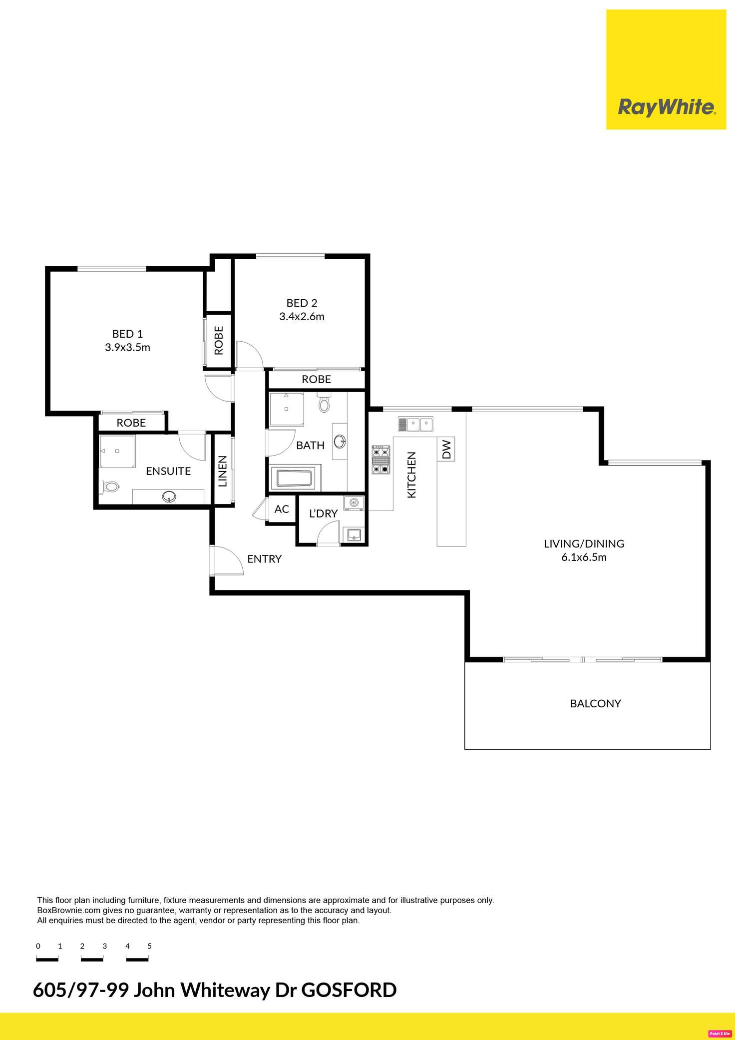 Floorplan of Homely unit listing, 605/97-99 John Whiteway Drive, Gosford NSW 2250