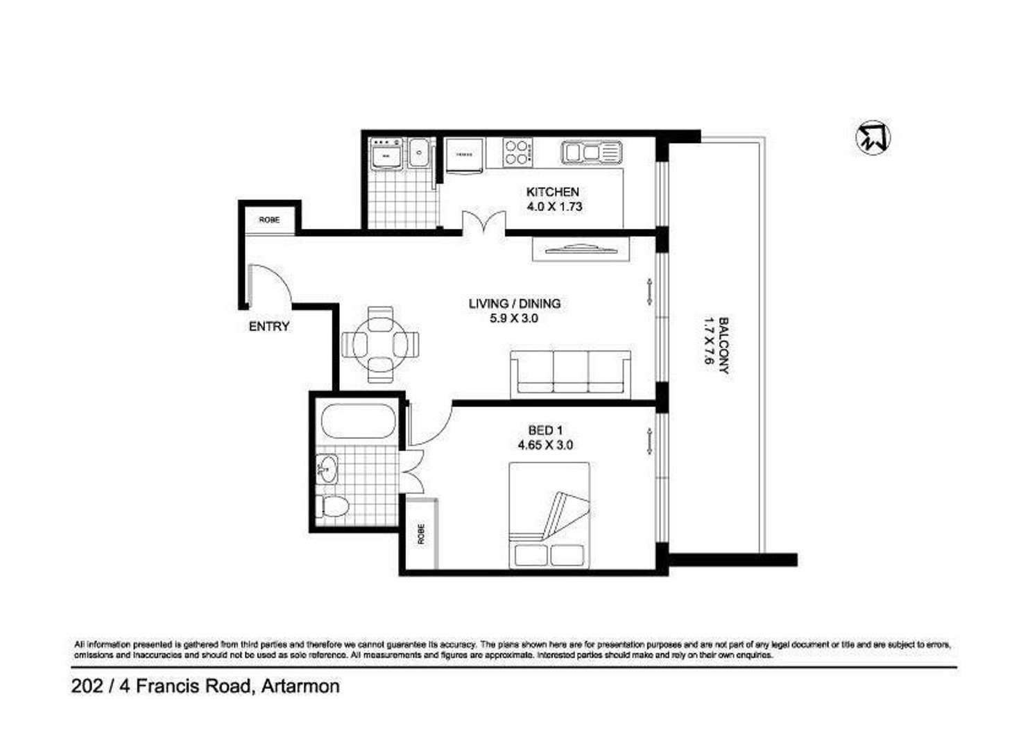 Floorplan of Homely unit listing, 202/4 Francis Road, Artarmon NSW 2064