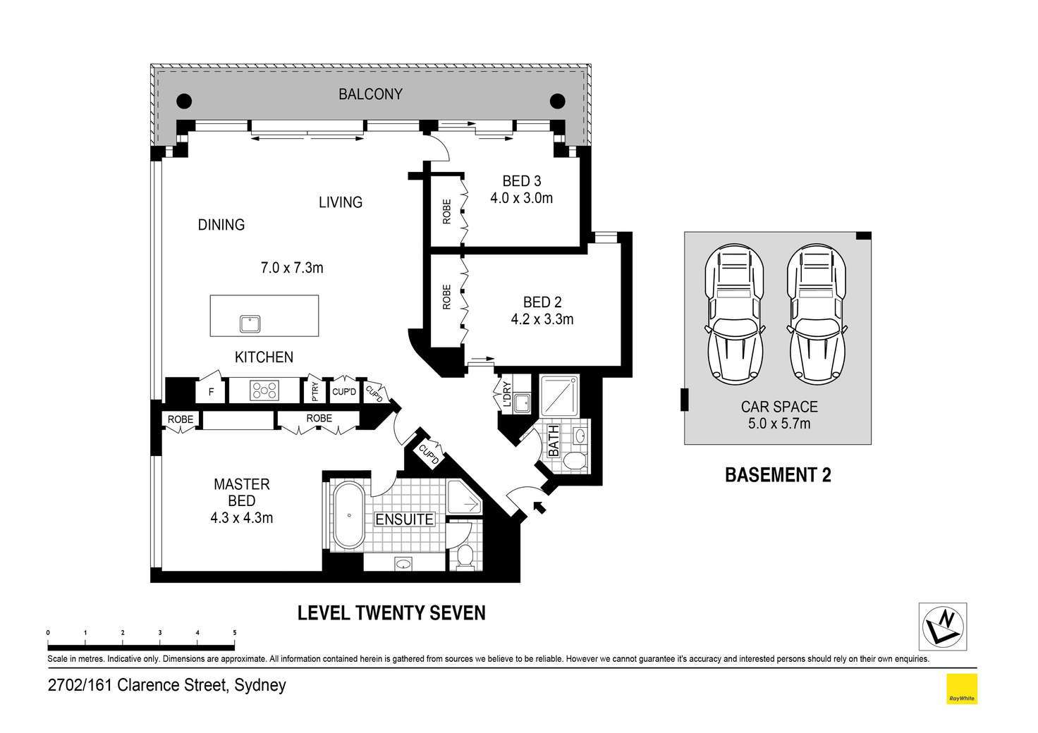 Floorplan of Homely apartment listing, 2702/161 Clarence Street, Sydney NSW 2000