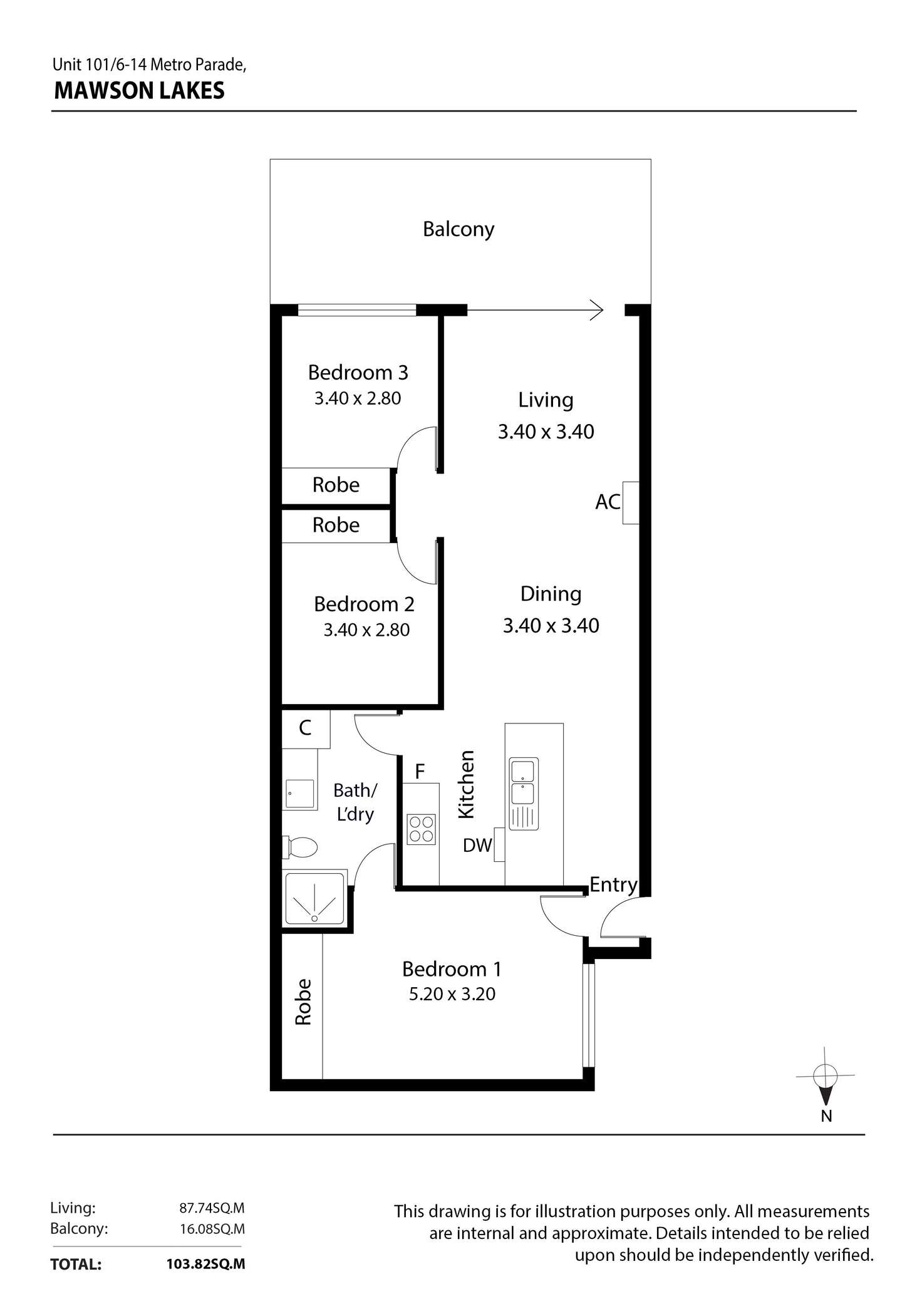 Floorplan of Homely apartment listing, 101, 6-14 Metro Parade, Mawson Lakes SA 5095