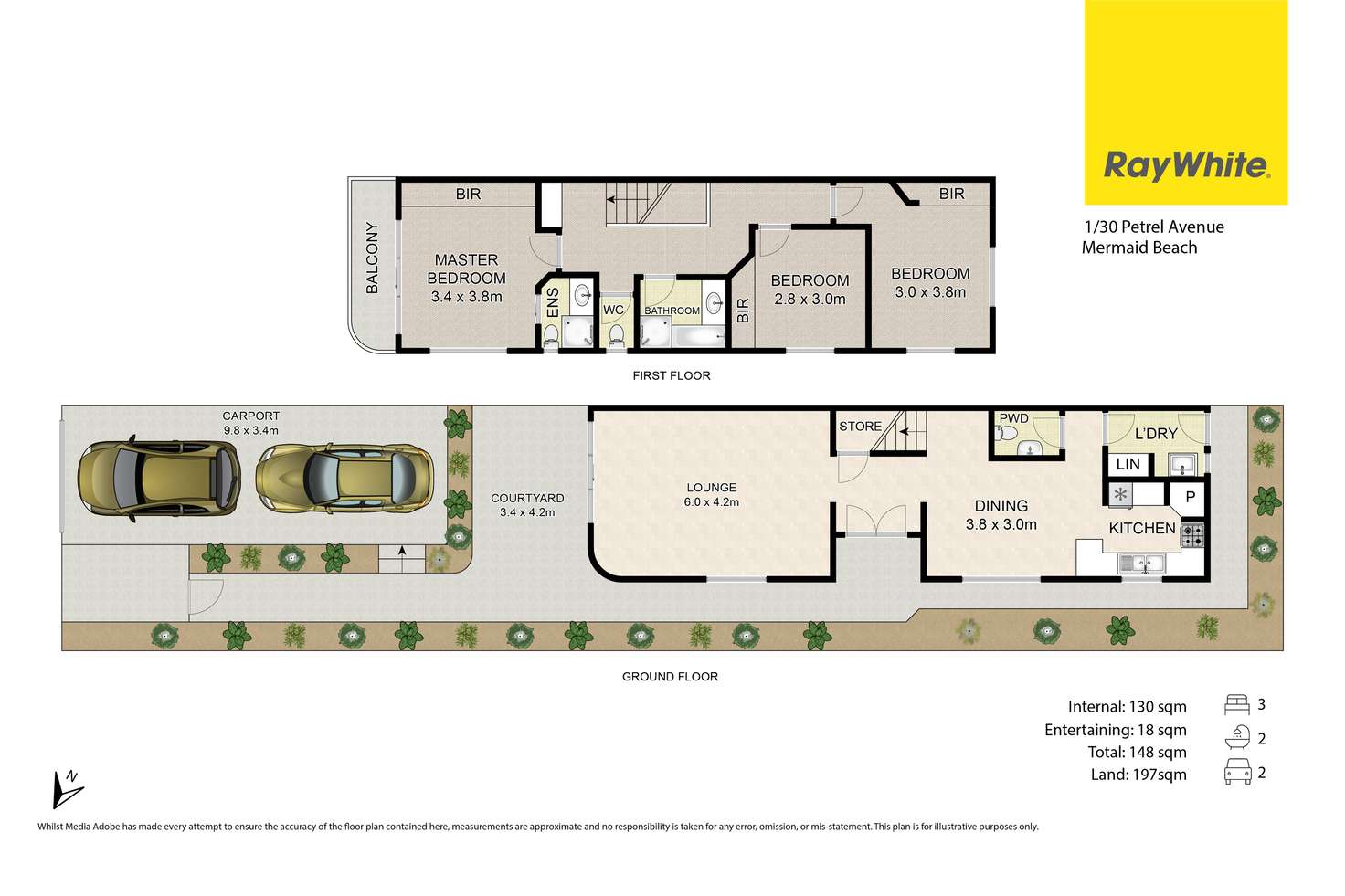 Floorplan of Homely semiDetached listing, 1/30 Petrel Avenue, Mermaid Beach QLD 4218