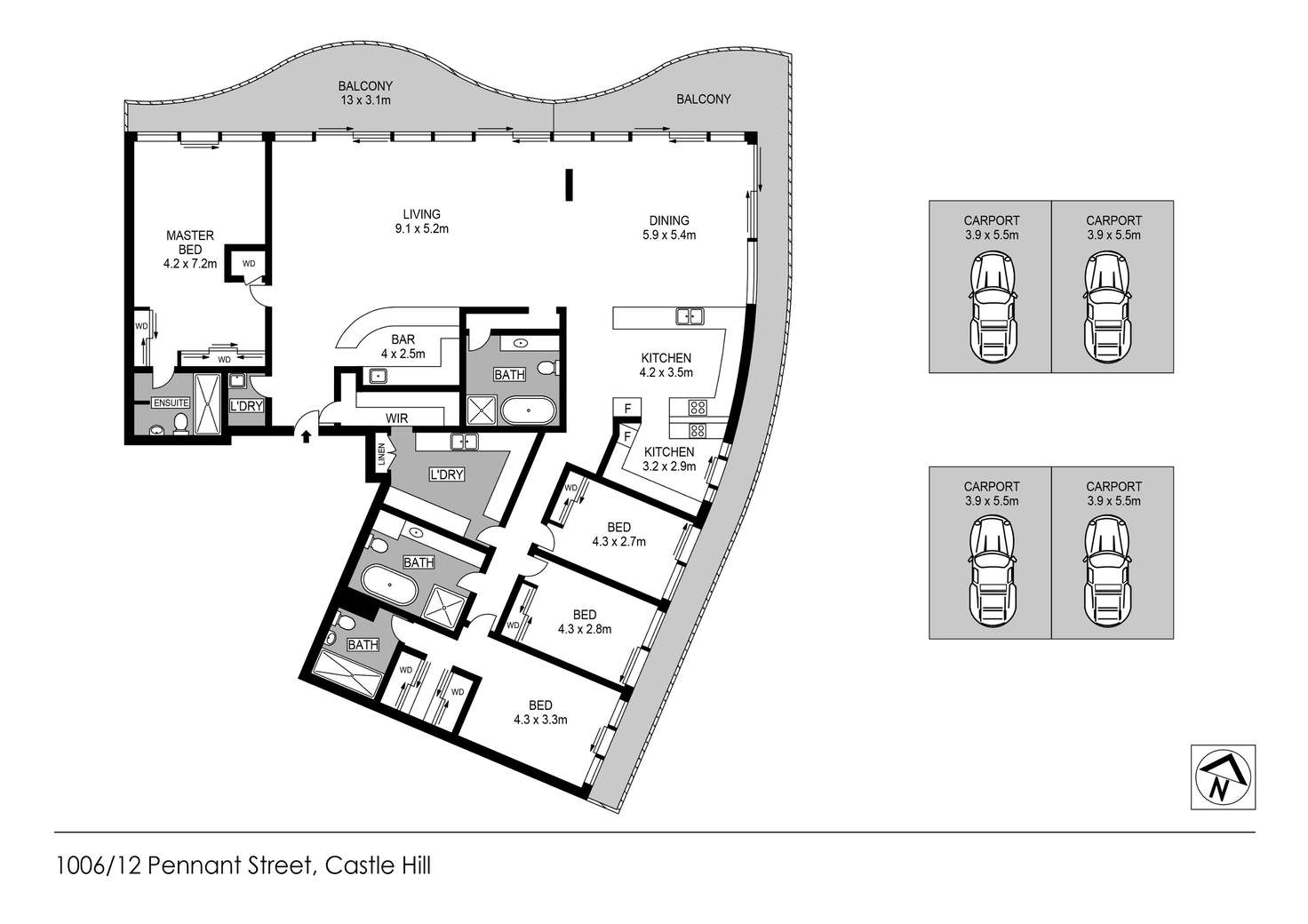 Floorplan of Homely apartment listing, 1006/12 Pennant Street, Castle Hill NSW 2154