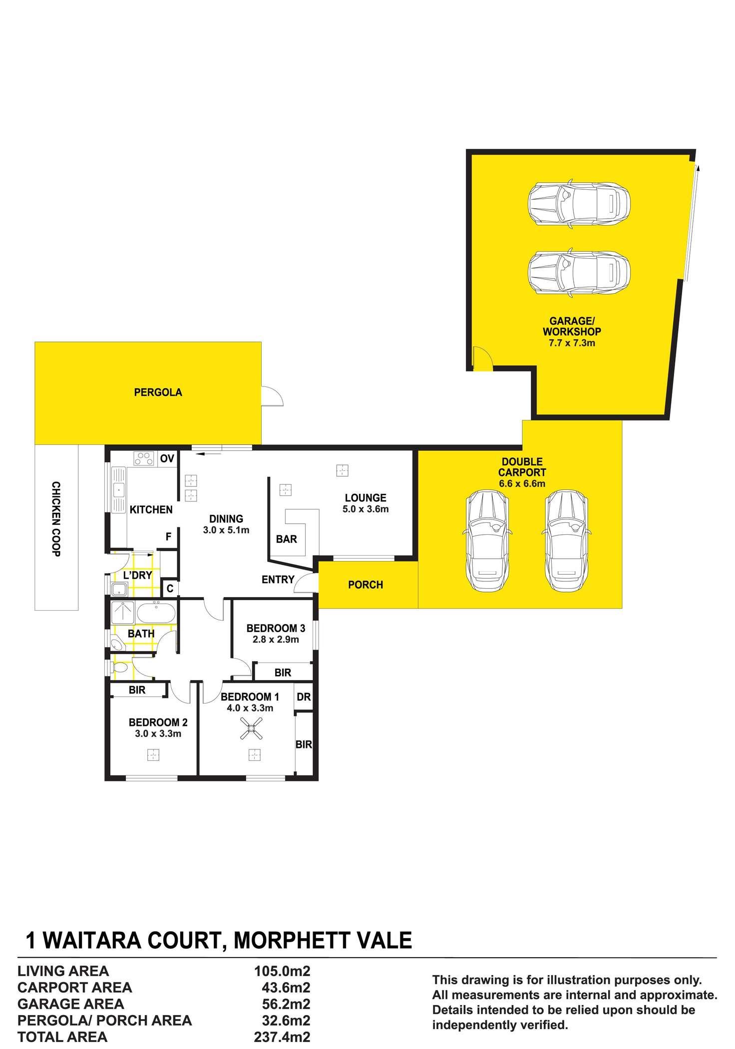 Floorplan of Homely house listing, 1 Waitara Court, Morphett Vale SA 5162
