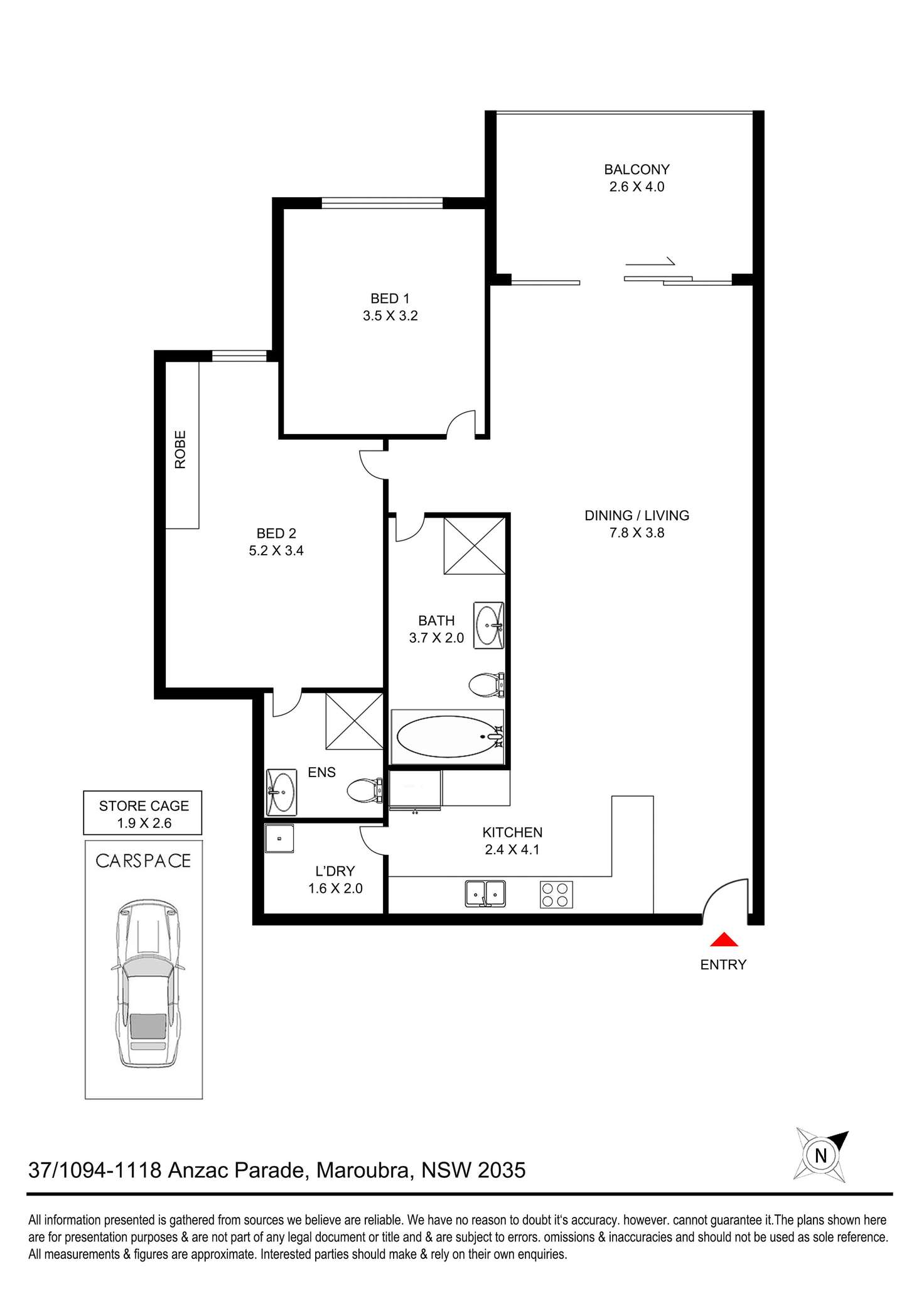 Floorplan of Homely unit listing, 37/1094-1118 Anzac Parade, Maroubra NSW 2035