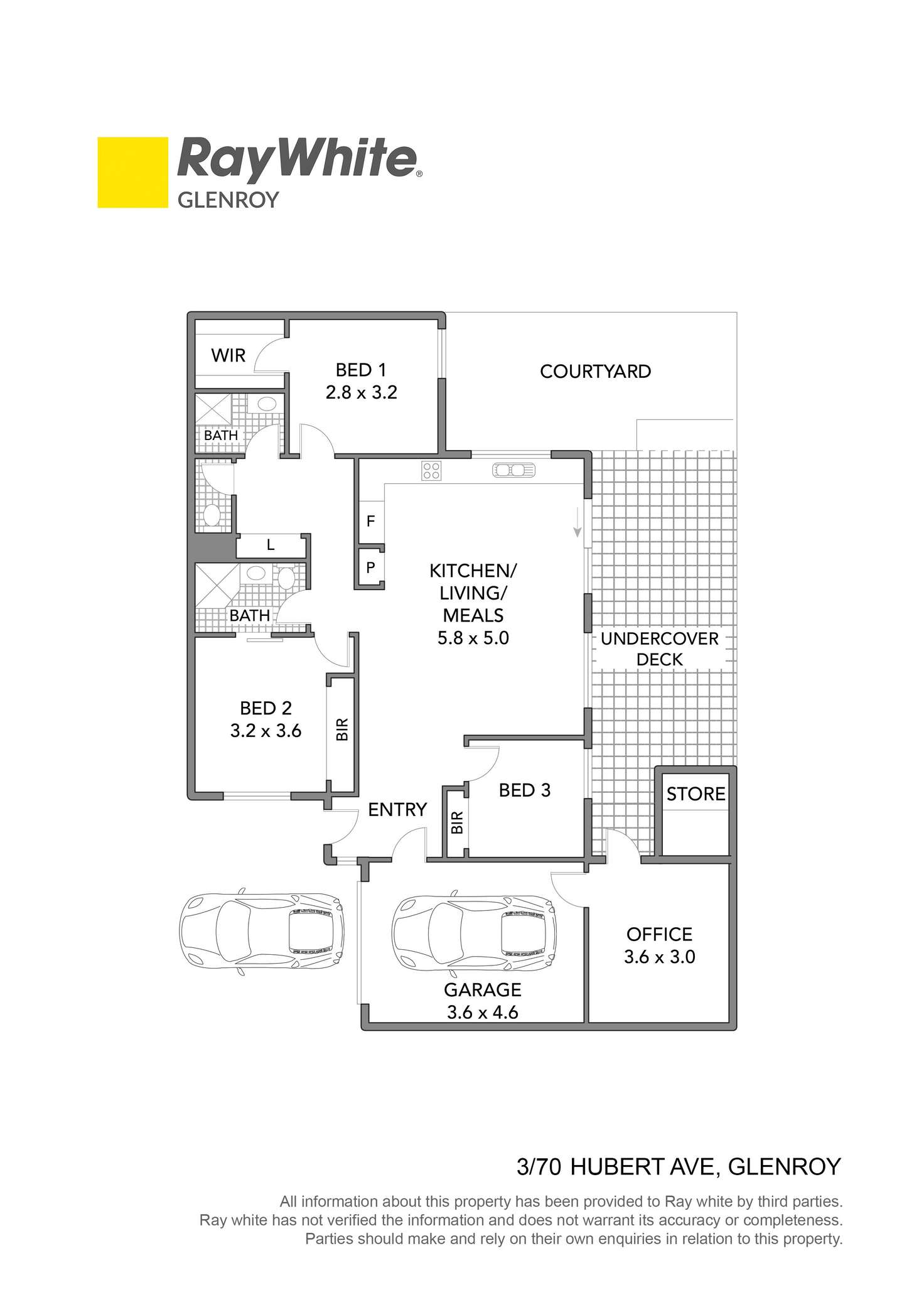 Floorplan of Homely unit listing, 3/70 Hubert Avenue, Glenroy VIC 3046