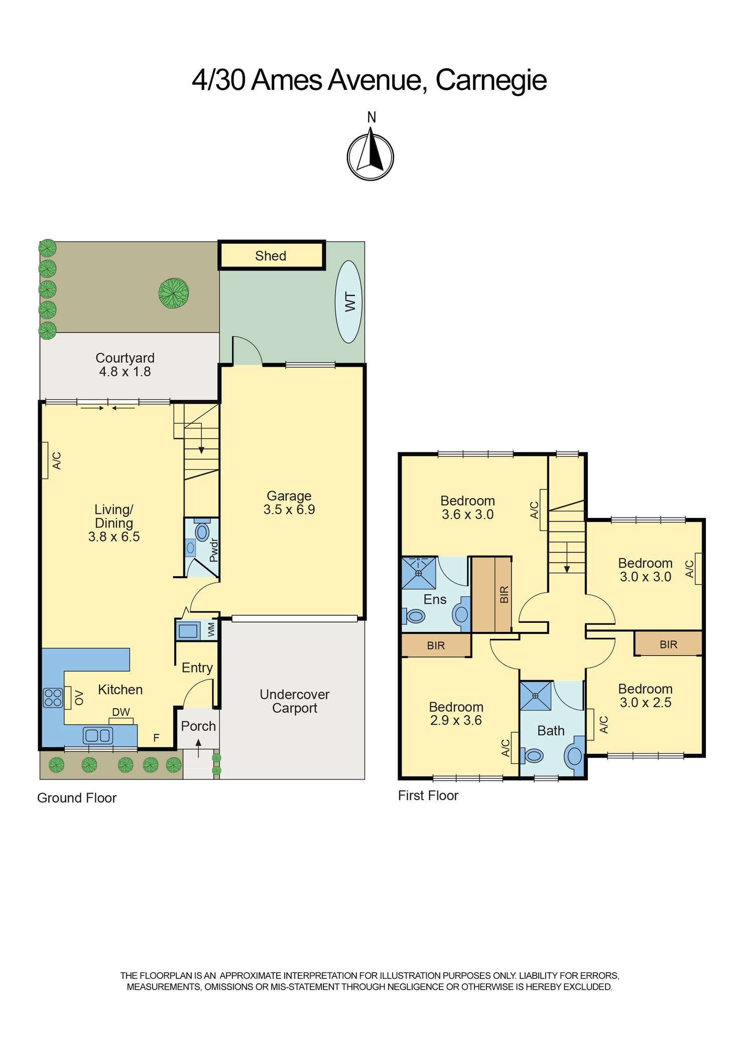 Floorplan of Homely townhouse listing, 4/30 Ames Avenue, Carnegie VIC 3163