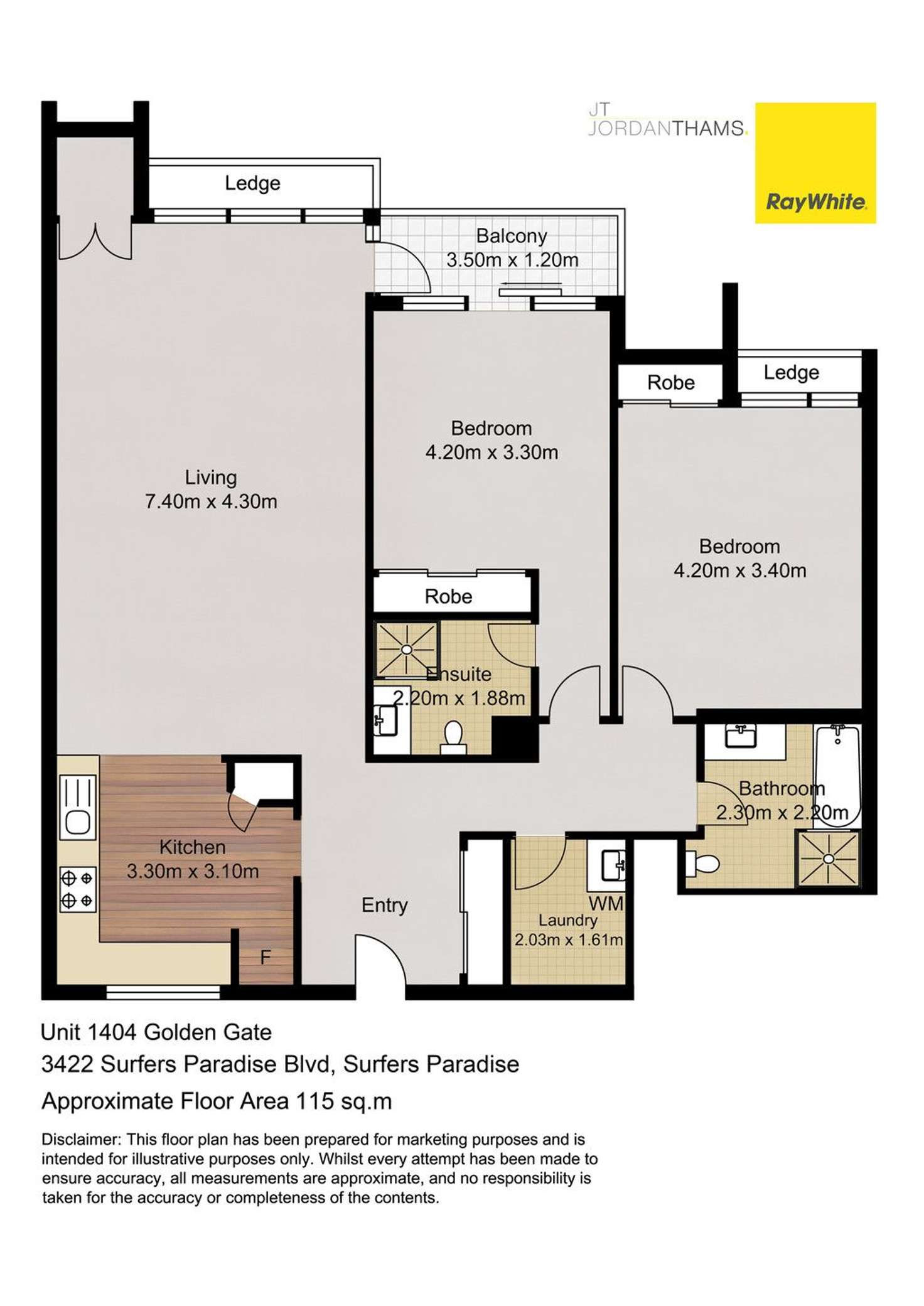 Floorplan of Homely apartment listing, 1404/3422 Surfers Paradise Boulevard, Surfers Paradise QLD 4217