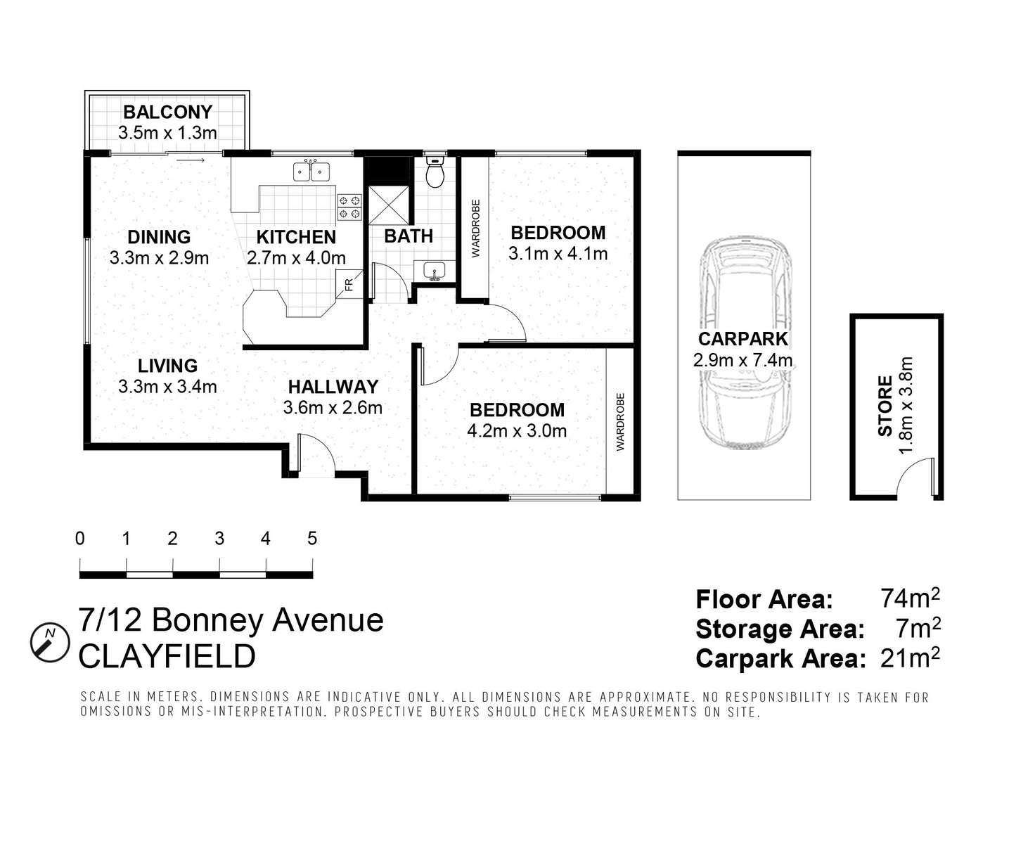 Floorplan of Homely unit listing, 7/12 Bonney Avenue, Clayfield QLD 4011