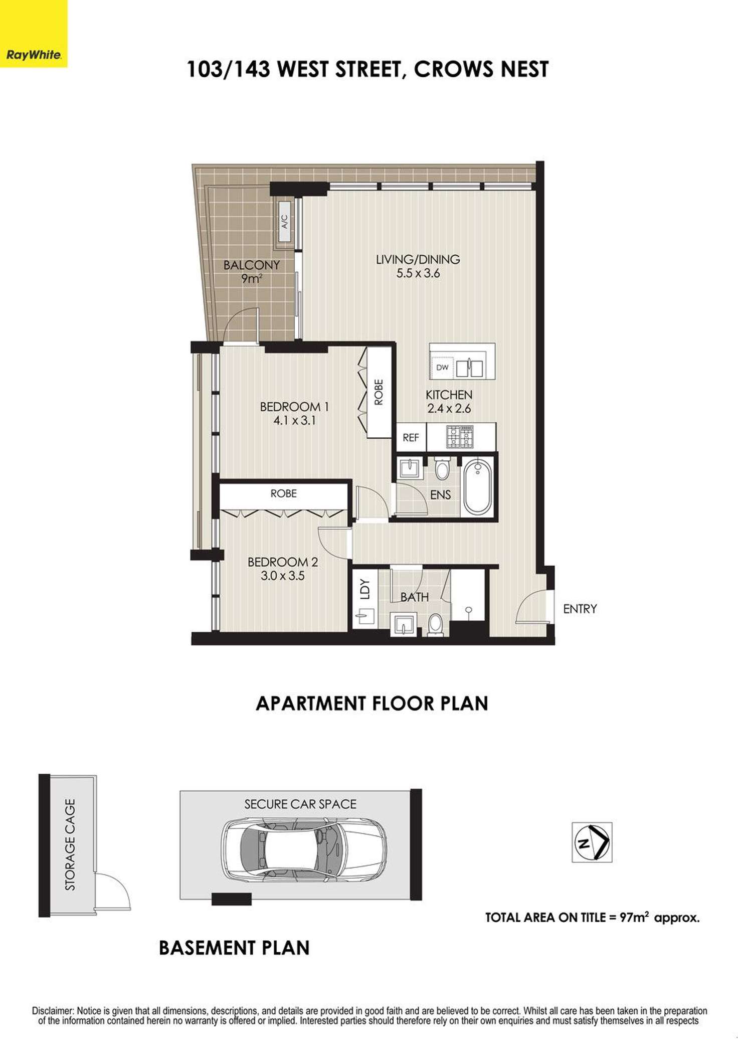Floorplan of Homely apartment listing, 103/143 West Street, Crows Nest NSW 2065