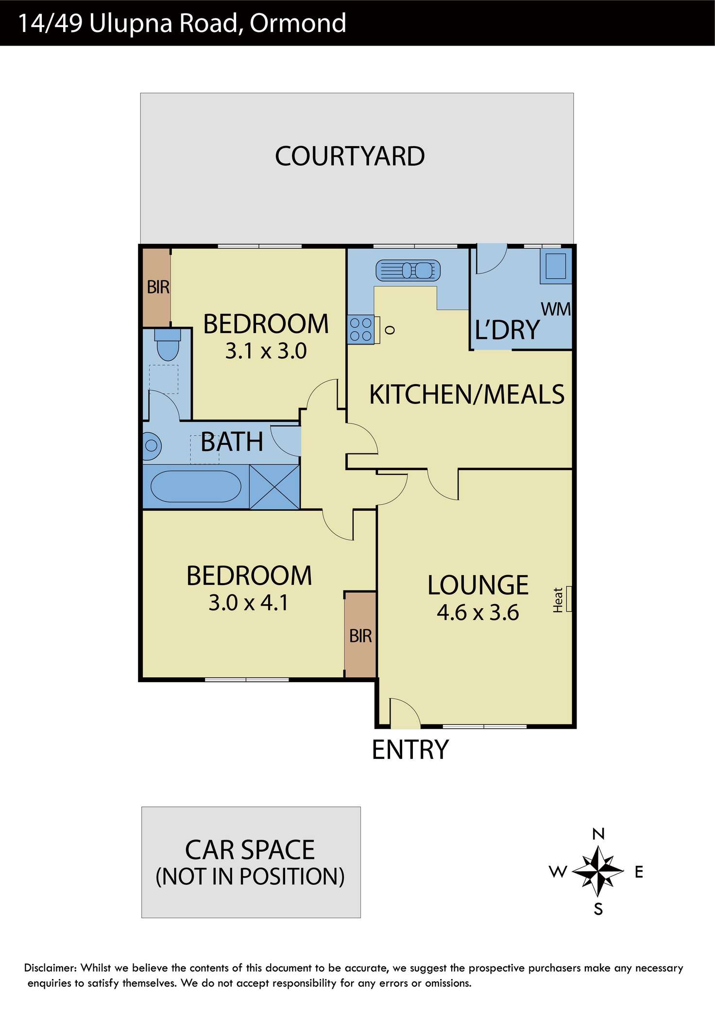 Floorplan of Homely unit listing, 14/49 Ulupna Road, Ormond VIC 3204