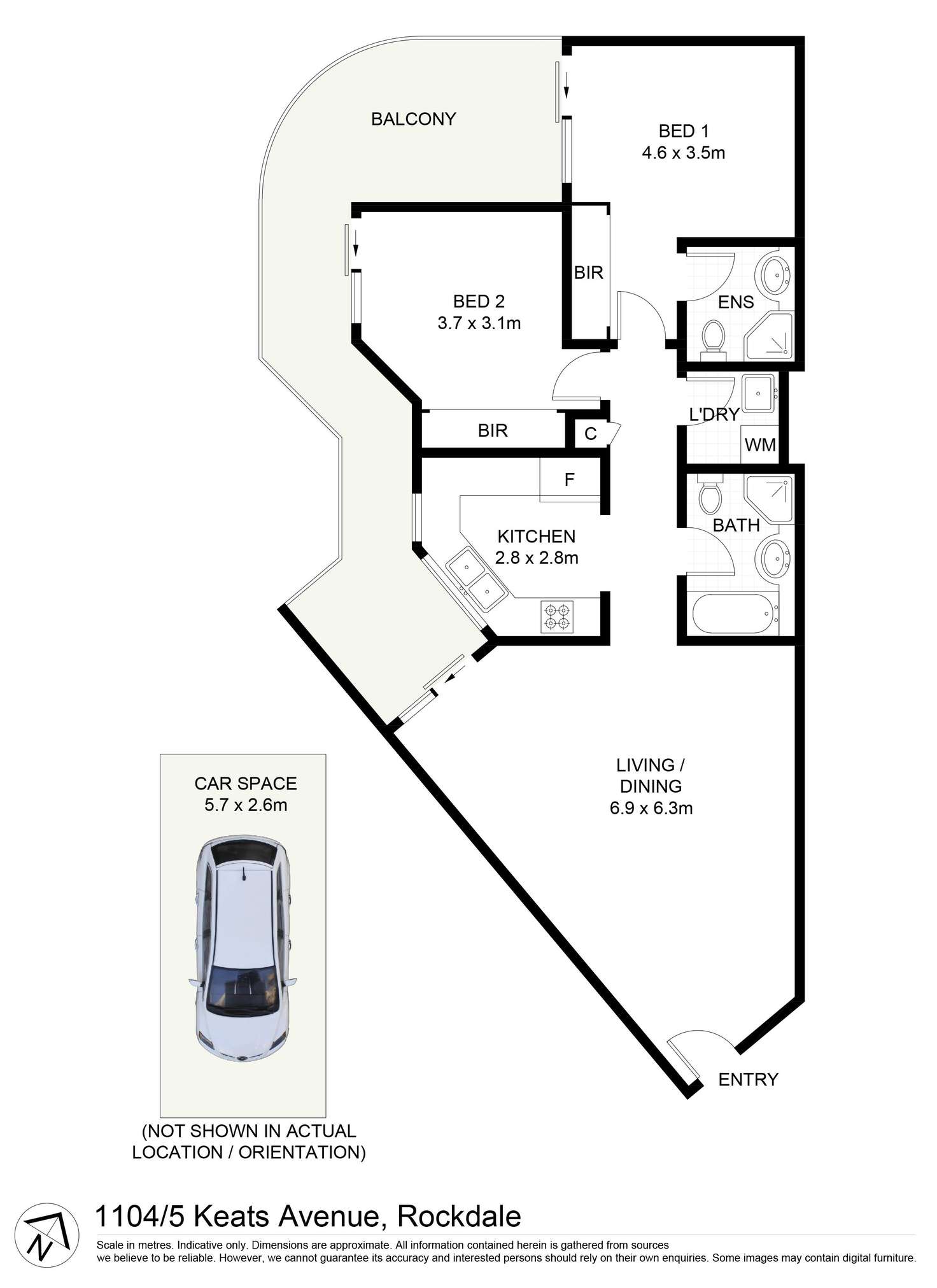Floorplan of Homely apartment listing, 1104/5 Keats Avenue, Rockdale NSW 2216
